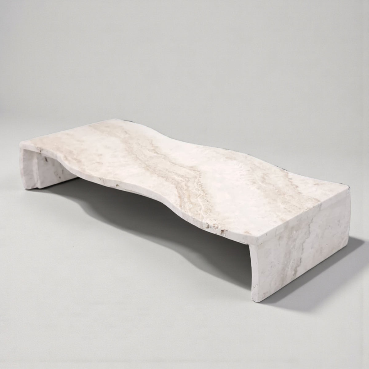 Natural Travertine Stone Display Stand – Handmade Rectangular Decorative Pedestal | Modern Minimalist Stone Riser for Home Décor, Vanity, and Table Styling