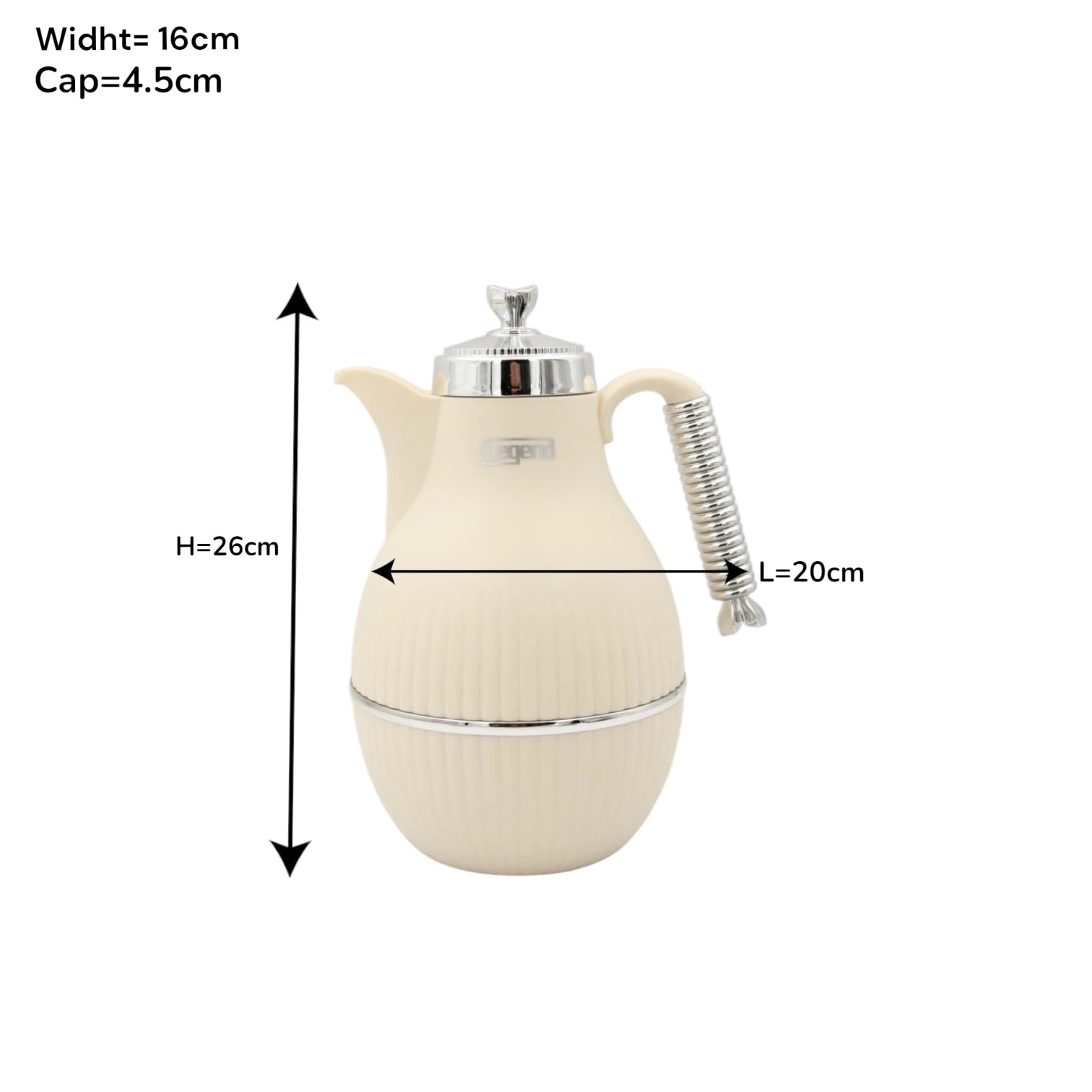 LEGAND Premium Thermos Flask with Gold Handle – Elegant Insulated Vacuum Jug for Hot & Cold Drinks, Durable Plastic Body, Glass Liner, Push Button Pouring, Ideal for Tea, Coffee & Arabic Hospitality - Damoo