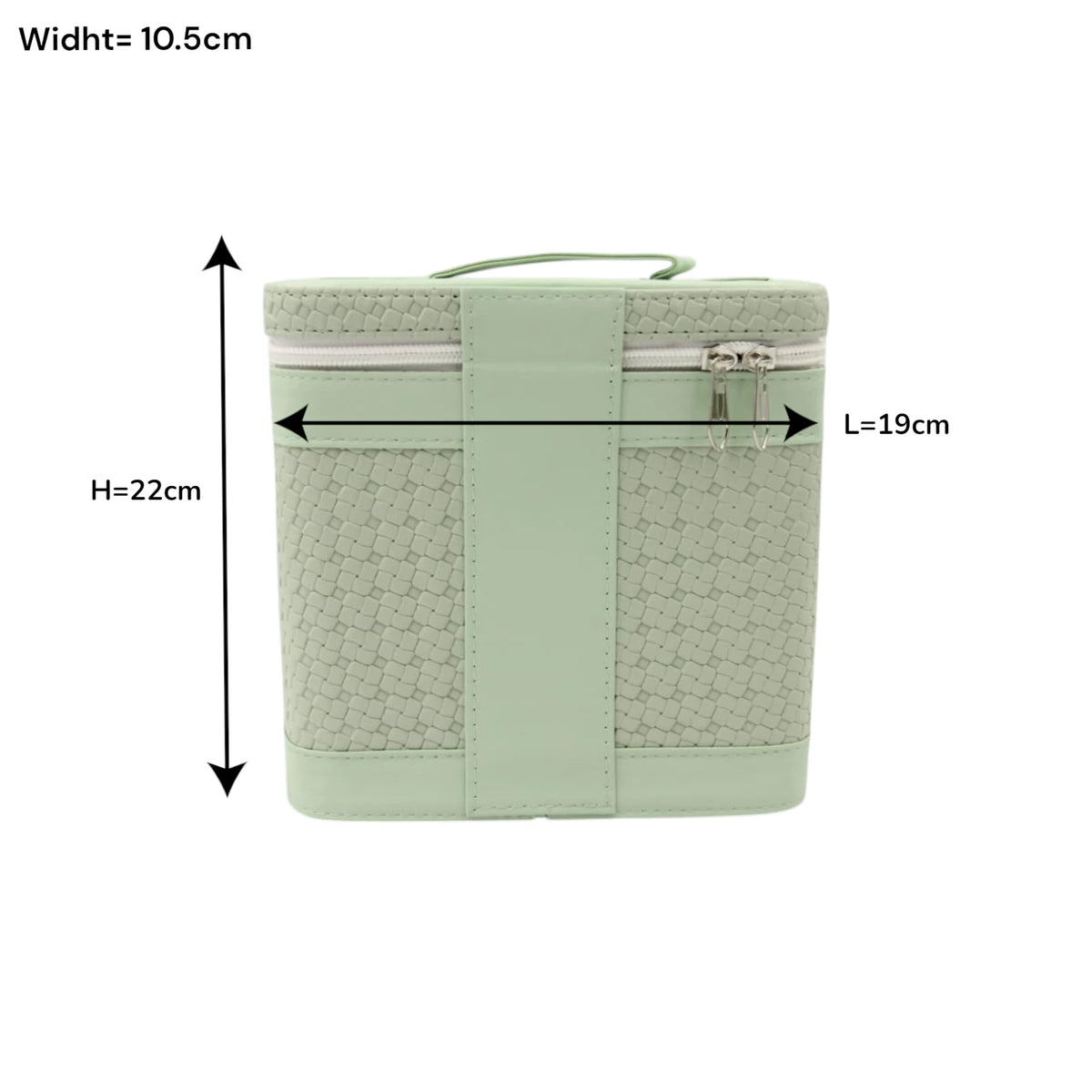 Luxury Portable Makeup Storage Box with Handle and Shoulder Strap – Large Cosmetic Organizer Case with Zipper Travel Beauty Bag (22x19x10.5cm) - Damoo