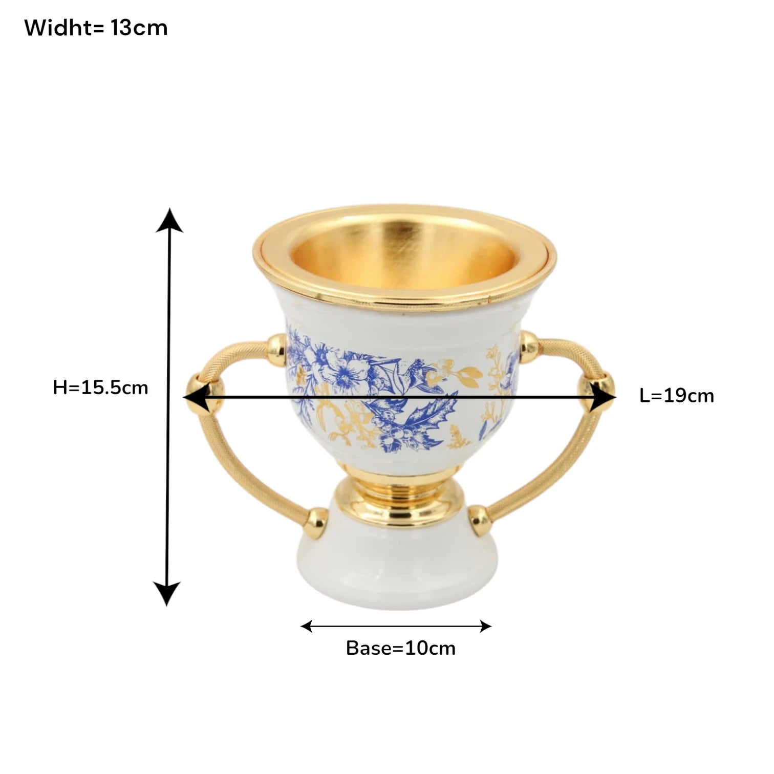 Luxury Ceramic Bakhoor Burner with Gold Metal Insert & Decorative Floral Pattern – Oud Incense Burner for Home & Majlis (15.5H x 19L x 13W CM) - Damoo