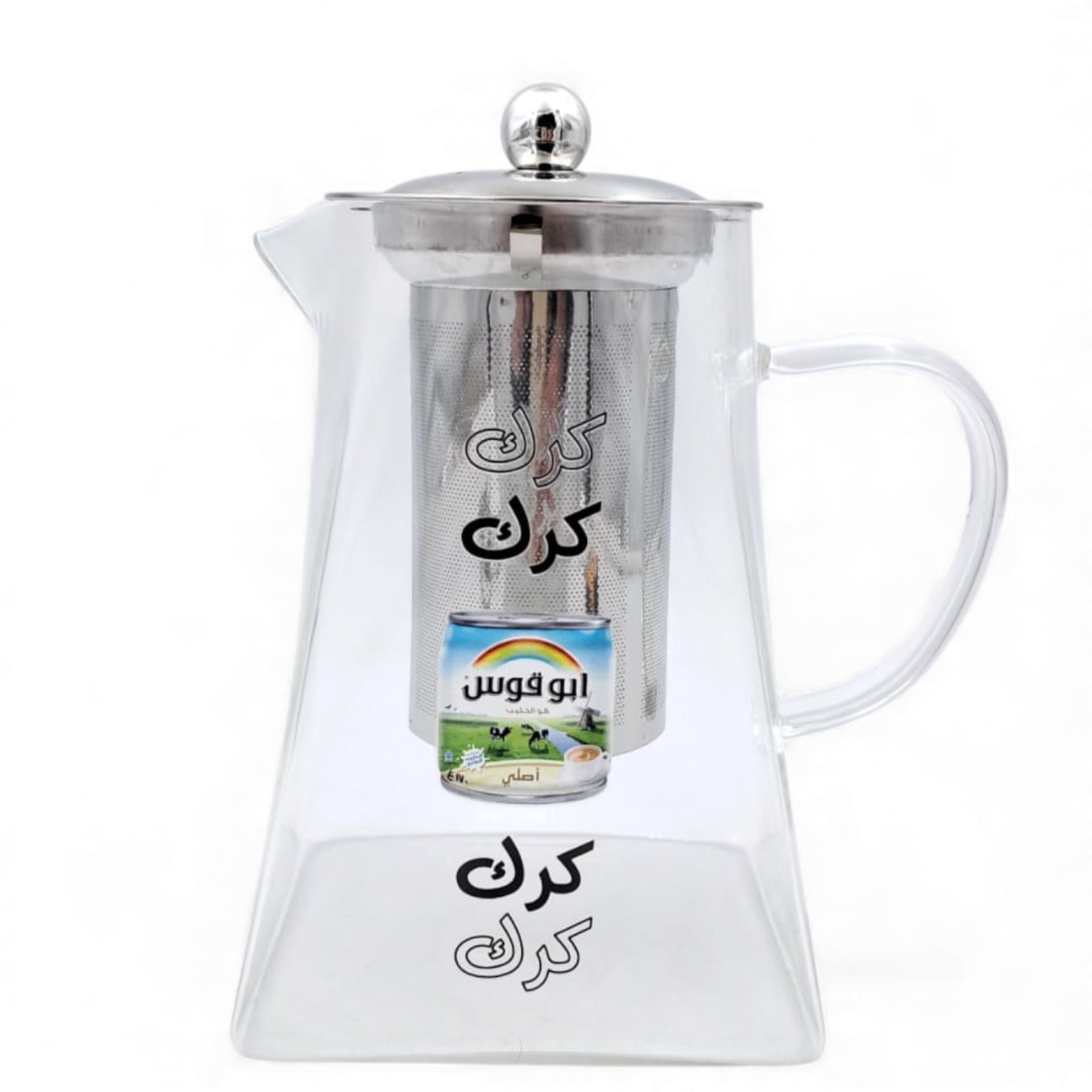 Karak Tea Glass Kettle with Stainless Steel Filter | Heat Resistant Borosilicate Pitcher with Detachable Fine Mesh Infuser | Stovetop Safe | Premium Glass Pot for Chai, Tea & Herbal Drinks