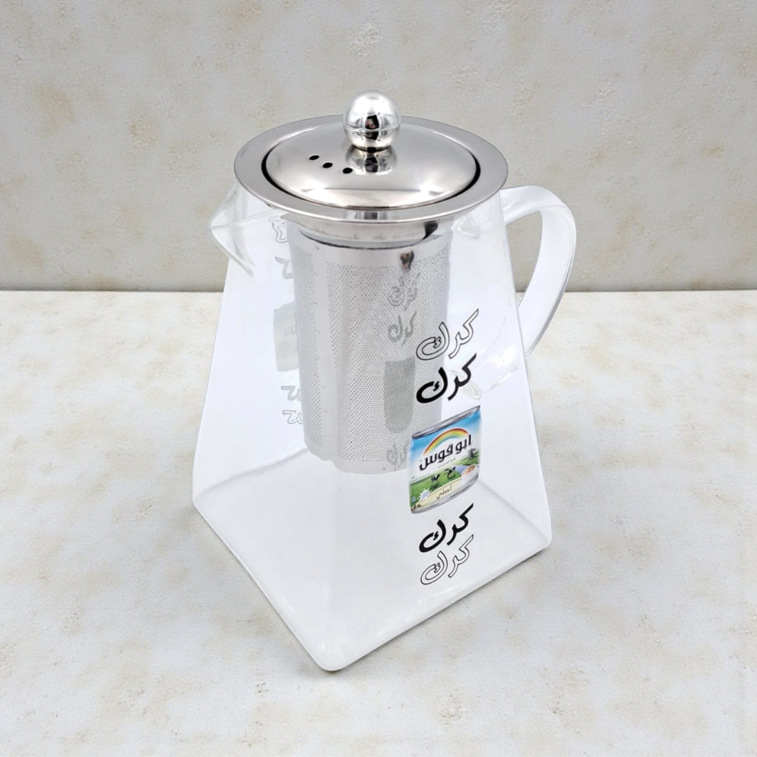 Karak Tea Glass Kettle with Stainless Steel Filter | Heat Resistant Borosilicate Pitcher with Detachable Fine Mesh Infuser | Stovetop Safe | Premium Glass Pot for Chai, Tea & Herbal Drinks