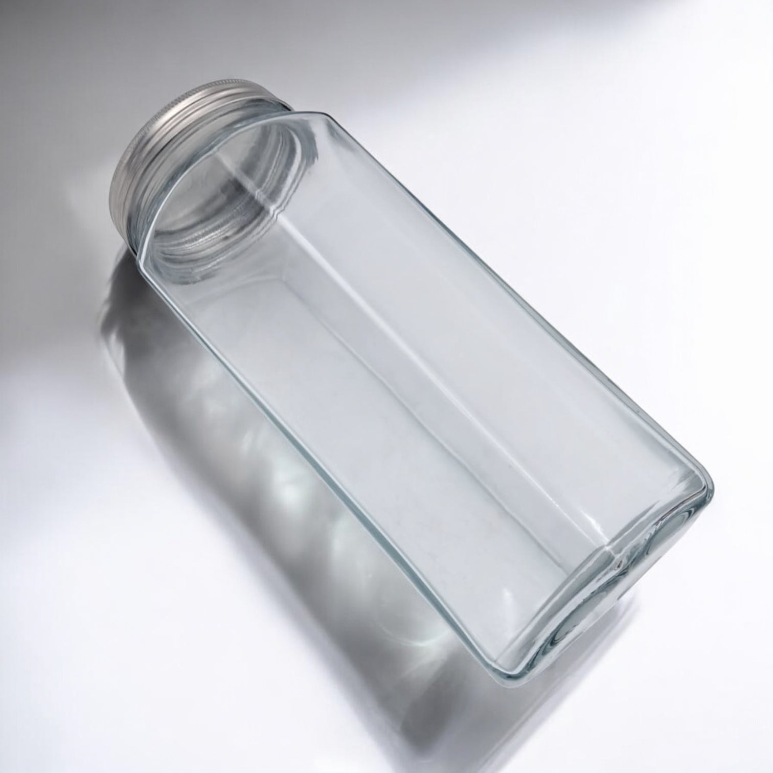 Premium Hexagon Glass Storage Jar with Stainless Steel Lid – Airtight Food Container for Kitchen & Pantry Organization – Clear Square Design - Damoo