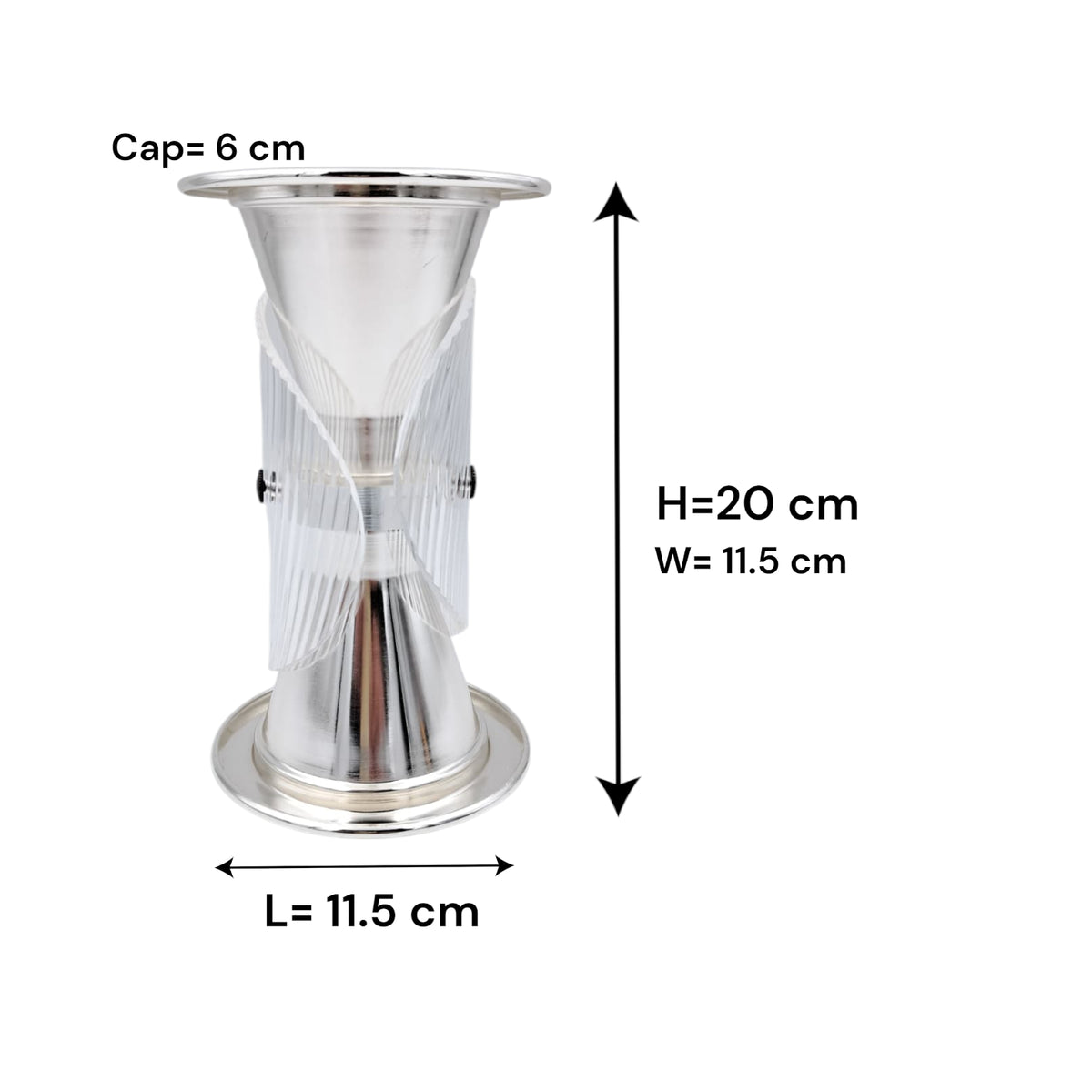 Luxury Metal & Clear Ribbed Glass Bakhoor Incense Burner with Ventilated Cap – Elegant Arabic Oud & Incense Holder for Majlis, Ramadan & Home Décor (20H x 11.5L × 11.5W CM) - Damoo