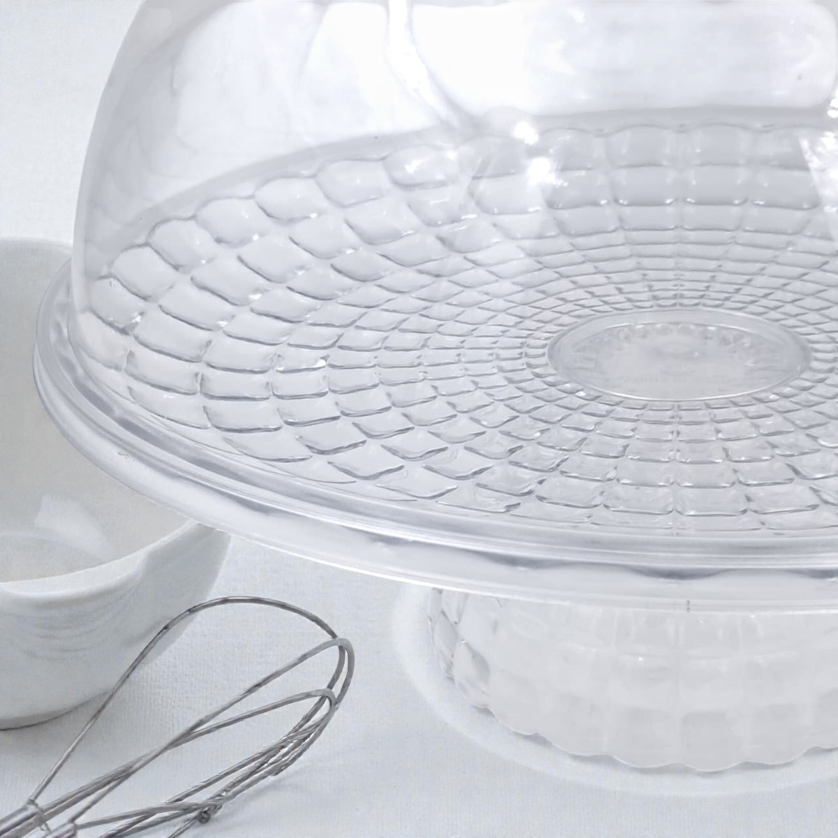 Clear Acrylic Cake Stand with Dome Cover & Crystal Knob – Elegant Dessert Display Stand for Cakes, Pastries & Treats (28H x 29L x 29W CM | Base 12CM) - Damoo