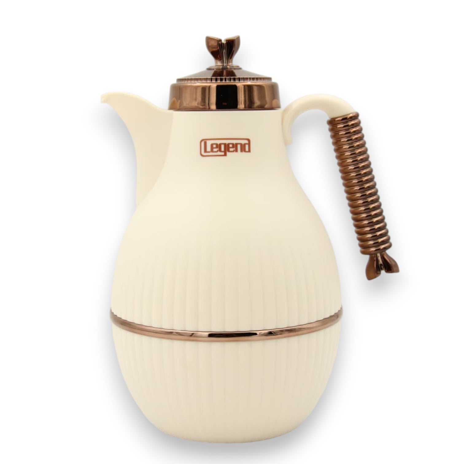 LEGAND Premium Thermos Flask with Gold Handle – Elegant Insulated Vacuum Jug for Hot & Cold Drinks, Durable Plastic Body, Glass Liner, Push Button Pouring, Ideal for Tea, Coffee & Arabic Hospitality - Damoo