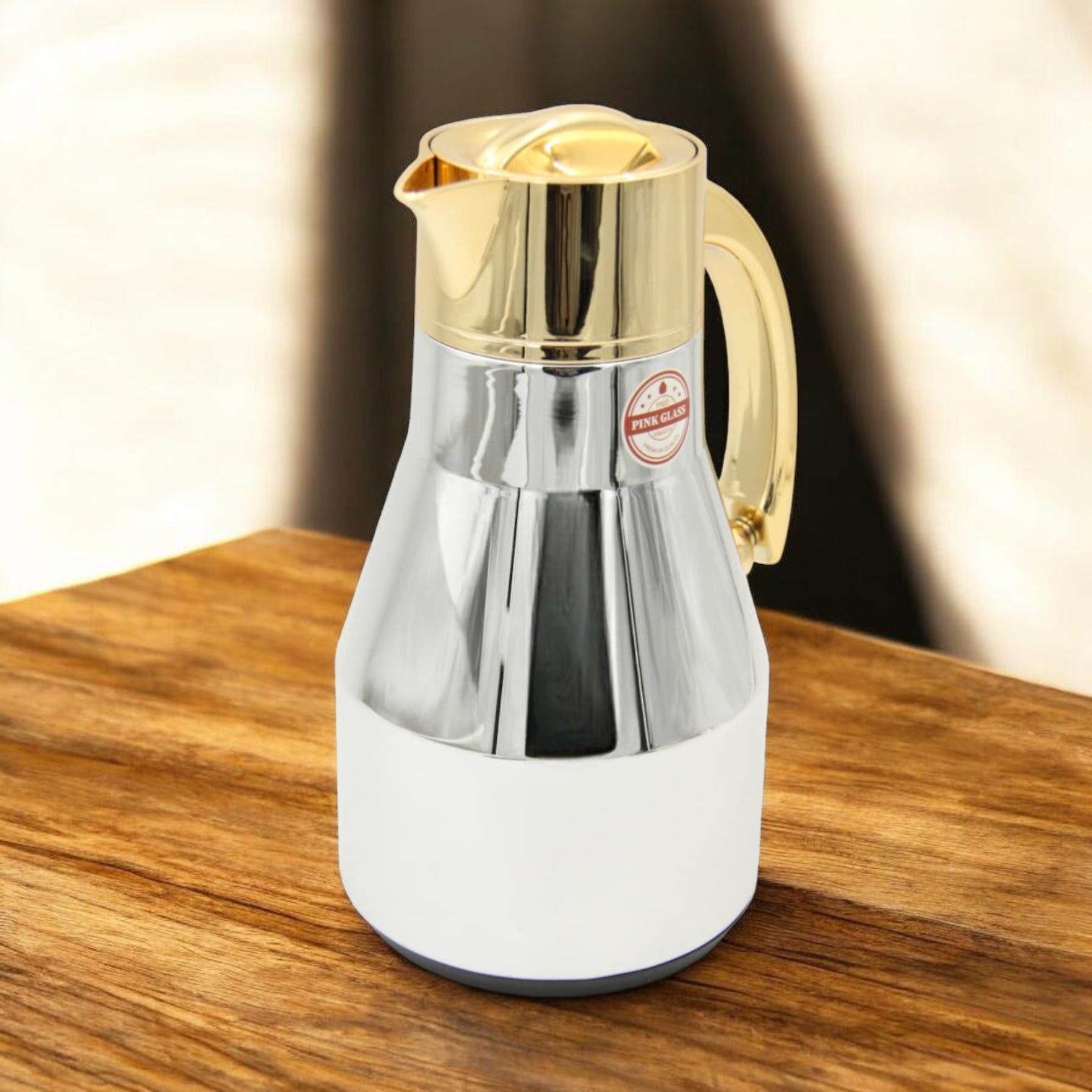 Red Home Premium Vacuum Thermal Coffee & Tea Flask with Gold Handle – Insulated Stainless Steel Arabic Dallah Style Serving Pot - Damoo