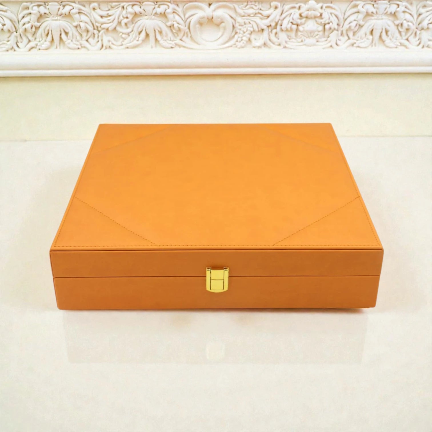 Round Serving Tray Set with Storage Case – Premium Gift Box Tray with Protective Carry Case for Desserts, Snacks & Elegant Table Display (8H x 34L × 34W CM | Tray 26 CM) - Damoo