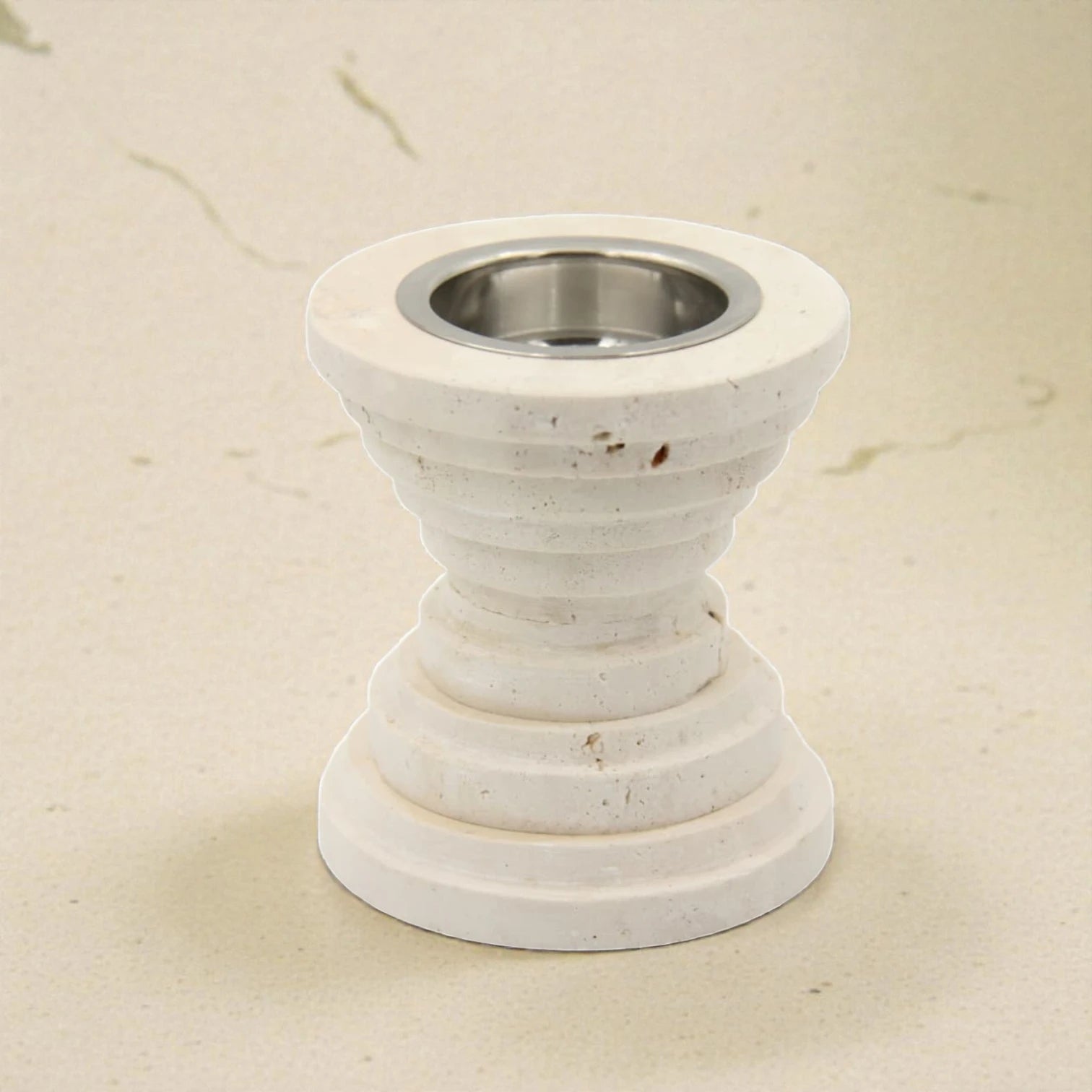 Natural Stone Incense Burner with Stainless Steel Cup – Minimal Compact Decorative Incense Holder for Home Use (11H x 10L x 10W CM) - Damoo
