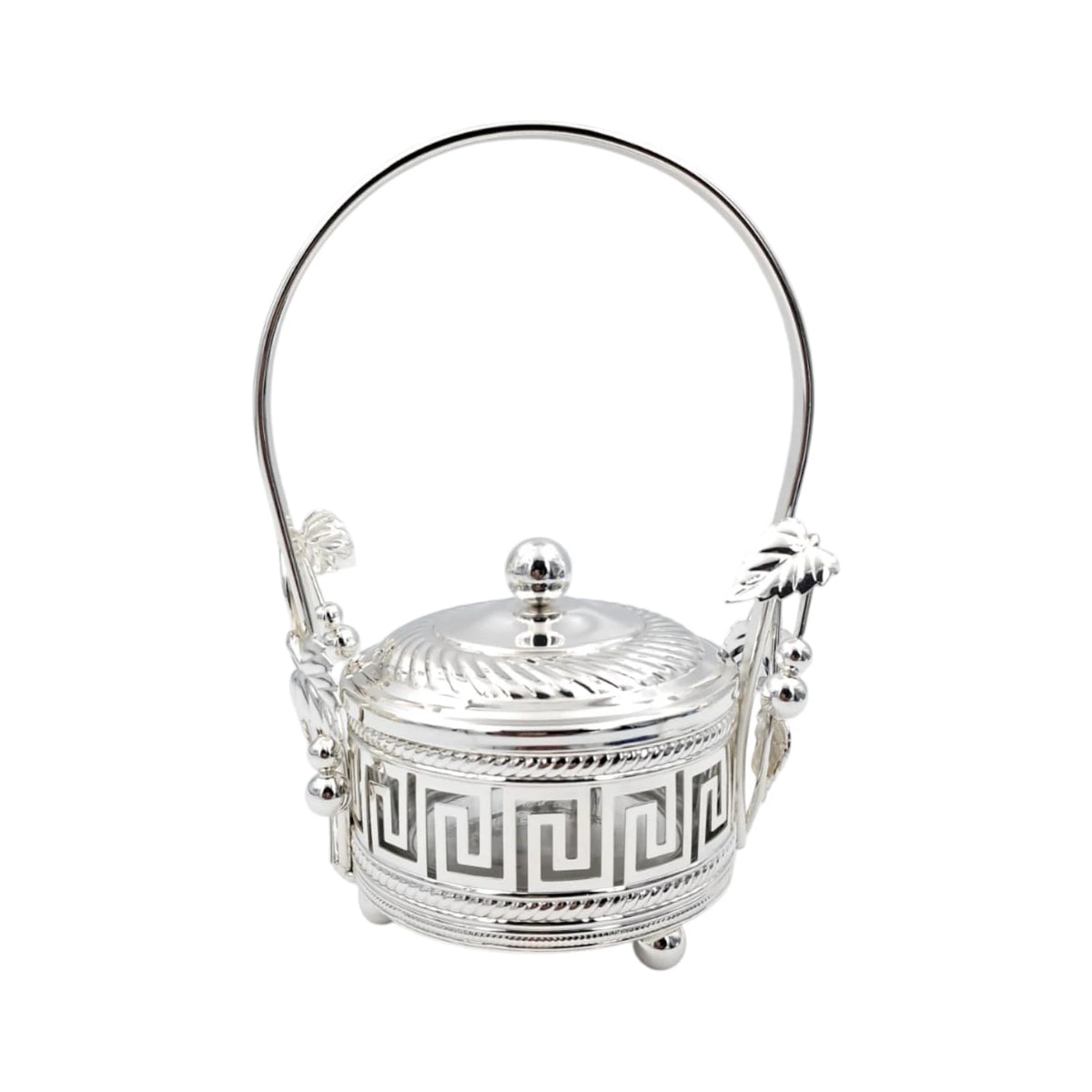 Decorative Candy Bowl with Lid and Handle Elegant Covered Serving Container for Sweets Dates Nuts Table Centerpiece (19H x 12L x 9W CM) - Damoo