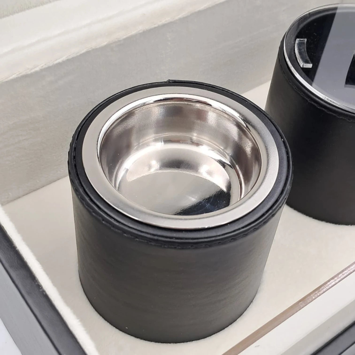 Luxury Faux Leather Mabkhara & Bakhoor Storage Box Set with Glass Front Display, Stainless Steel Incense Burner Cup and Covered Bakhoor Container, Home Majlis Ramadan Gift Set, Available in Multiple Colors (13H x 27L × 16.5W CM)