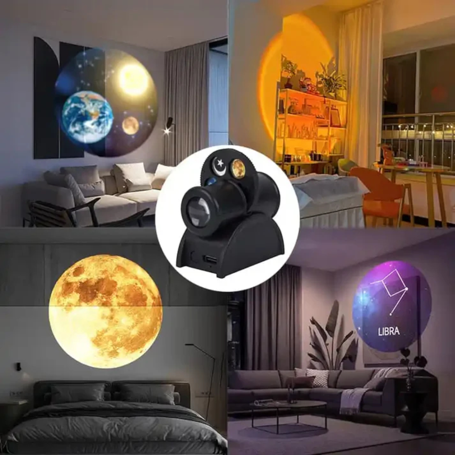 Projection Lamp with Interchangeable Film Slides – 4K Ultra HD Crystal Clear Display, USB Rechargeable Night Light Projector for Home, Kids Room, and Party Decoration - Damoo