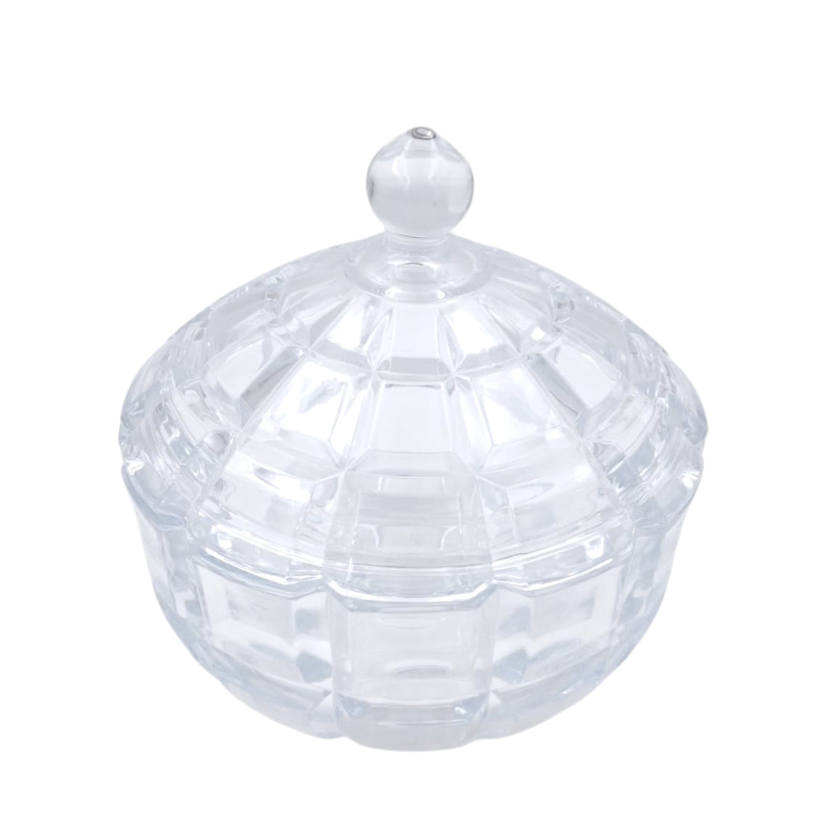 Premium Clear Diamond-Cut Acrylic Jar with Dome Lid – Elegant Multi-Purpose Storage Container for Home, Sweets & Décor (19H x 18L x 18W cm) - Damoo