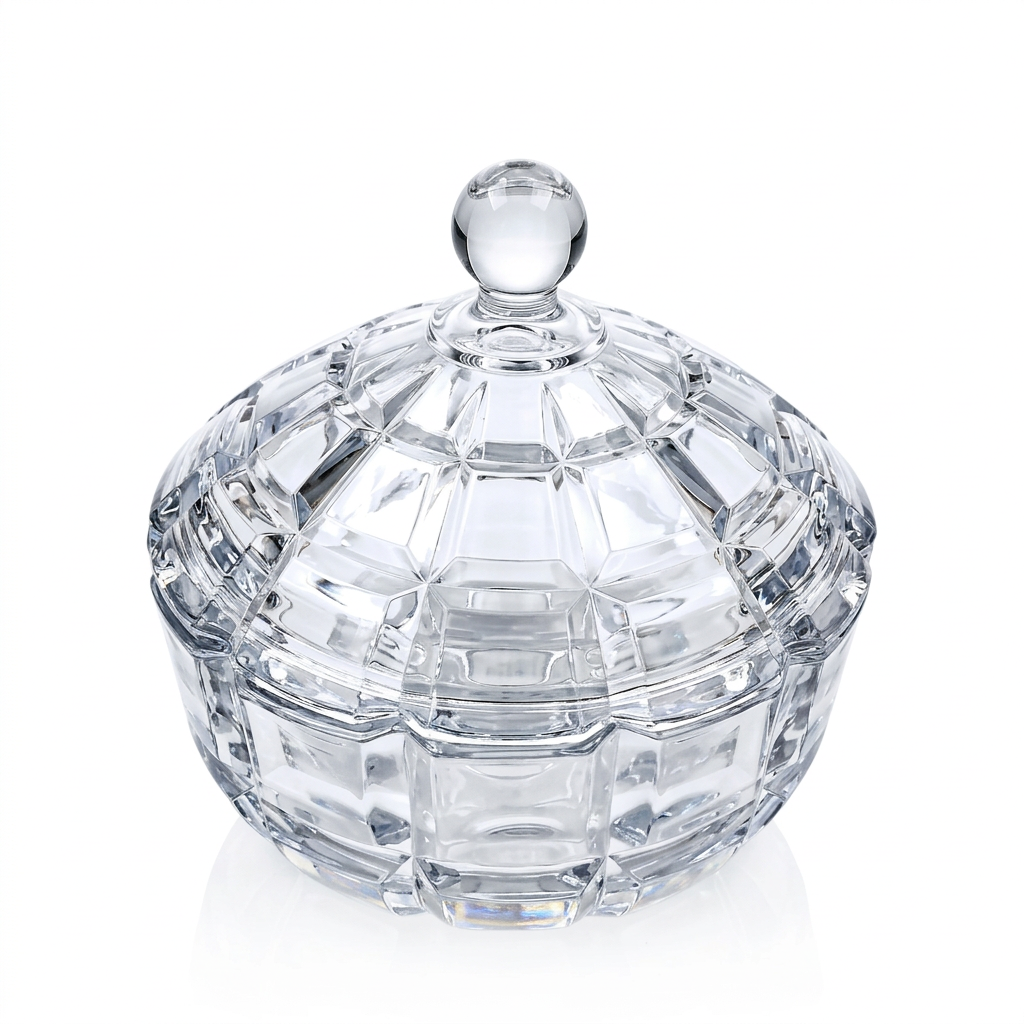 Premium Clear Diamond-Cut Acrylic Jar with Dome Lid – Elegant Multi-Purpose Storage Container for Home, Sweets & Décor (19H x 18L x 18W cm)
