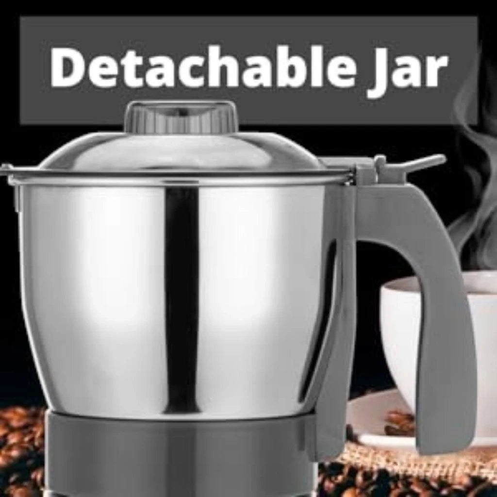 Sonashi Coffee/Spice Grinder – 0.8L, Detachable Stainless Steel Jar, 3-Speed Mixer Grinder, Overheat Protection, 350W Electric Coffee Bean Grinder, Ideal for Spices, Nuts & Dried Fruits – White/Silver/Grey - SCG-4006 - Damoo