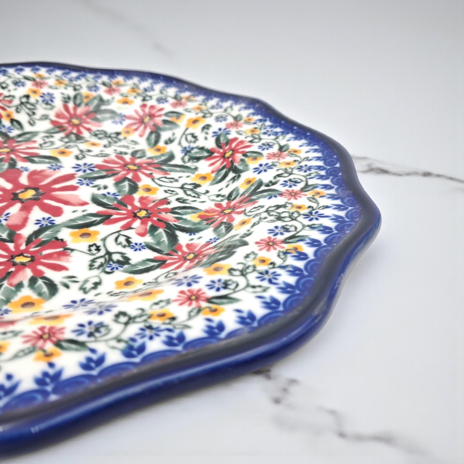 Hand-Painted Ceramic Breakfast Plate 23cm – Boleslawiec Floral Pattern – Stoneware – Microwave & Dishwasher Safe – Durable & Food-Safe Gift Plate