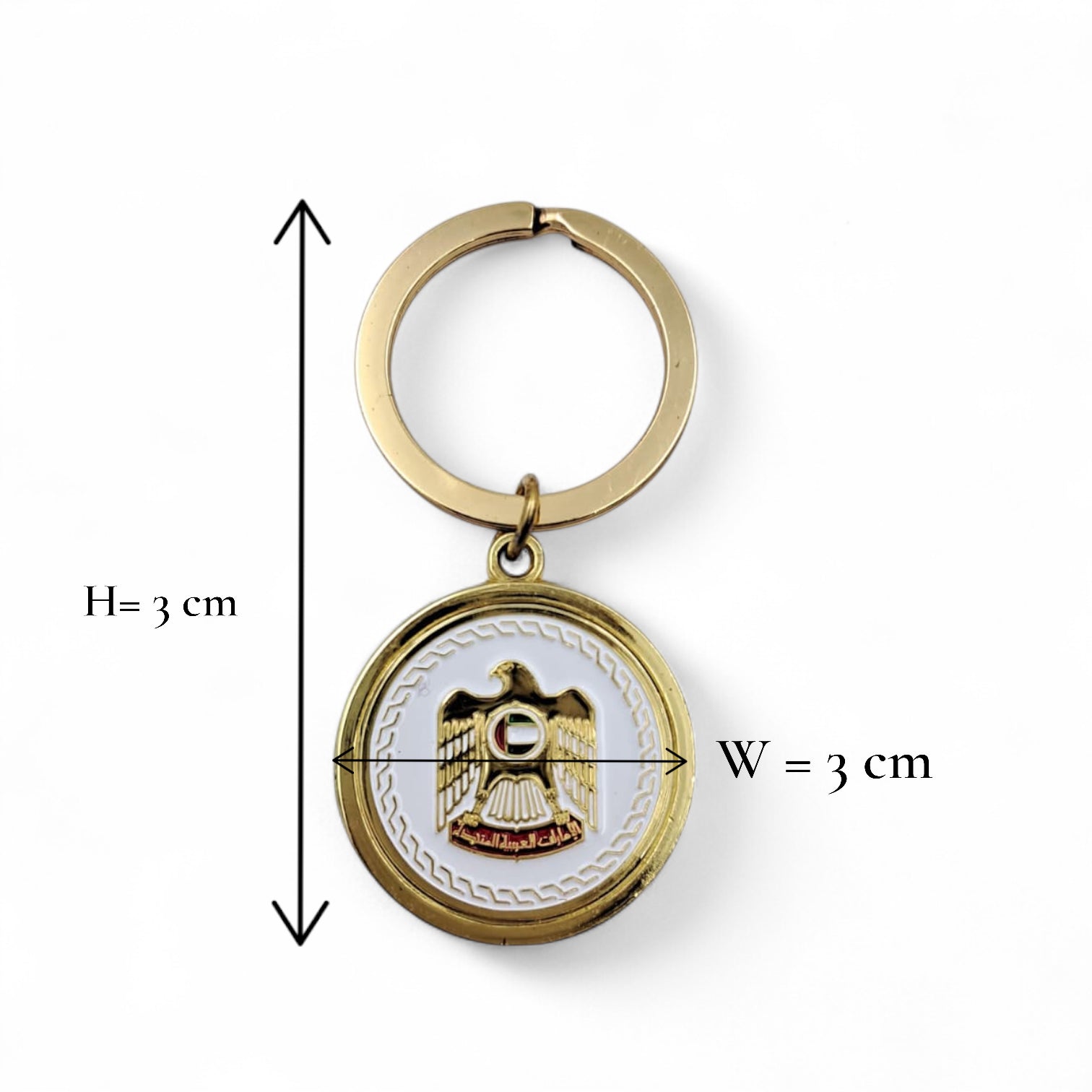 UAE Emblem Double-Sided Gold Keychain – Premium Metal Souvenir with National Eagle Logo & Arabic Calligraphy Design – Elegant Collectible Gift for UAE National Day & Everyday Use (H6.5cm x W3cm) - Damoo