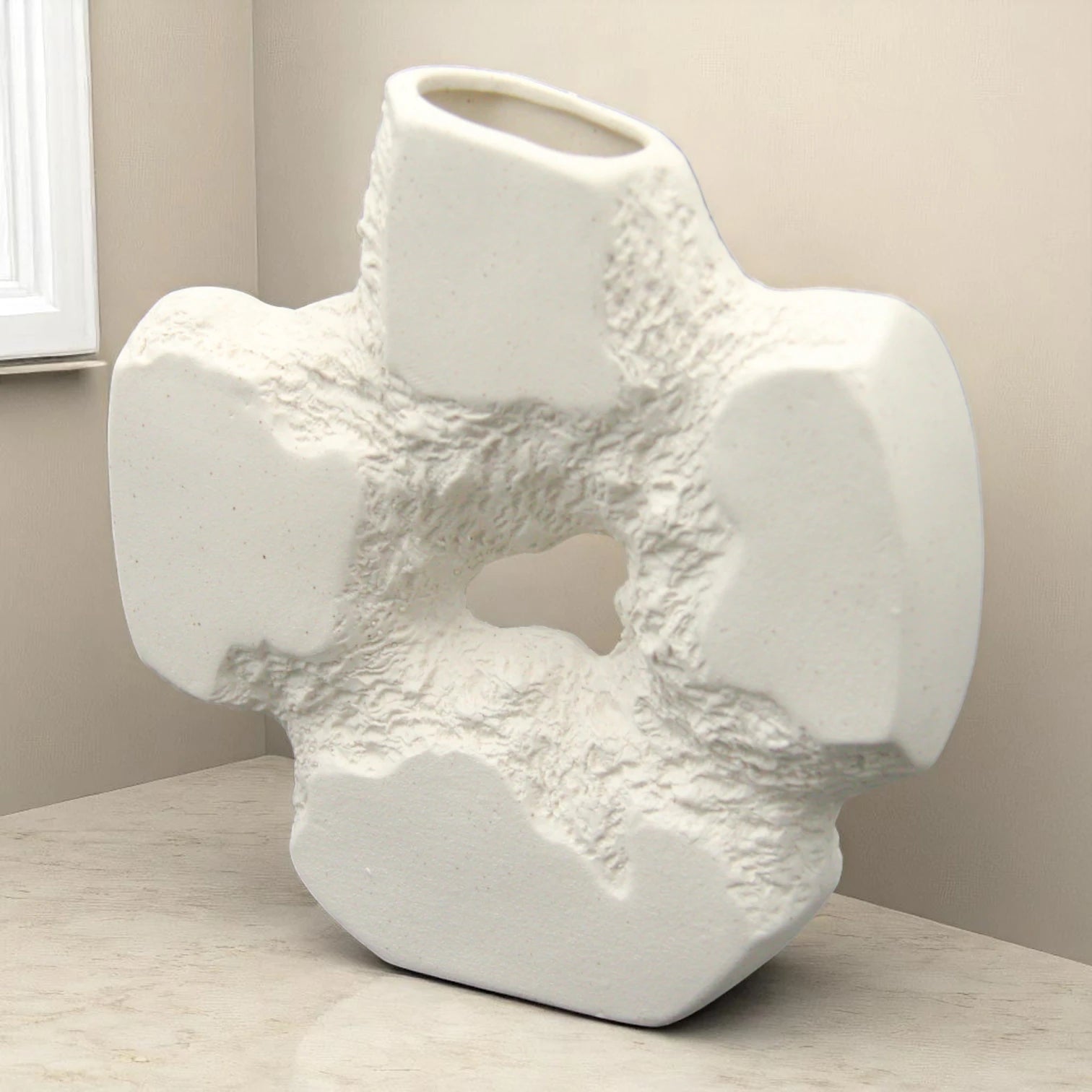 Abstract Textured Ceramic Vase – Modern Sculptural Home Decor Accent for Living Room, Shelf, or Office - Damoo