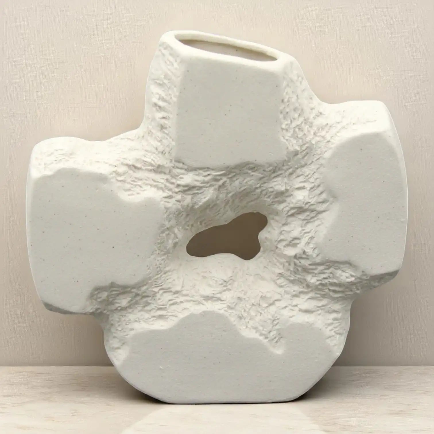 Abstract Textured Ceramic Vase – Modern Sculptural Home Decor Accent for Living Room, Shelf, or Office - Damoo