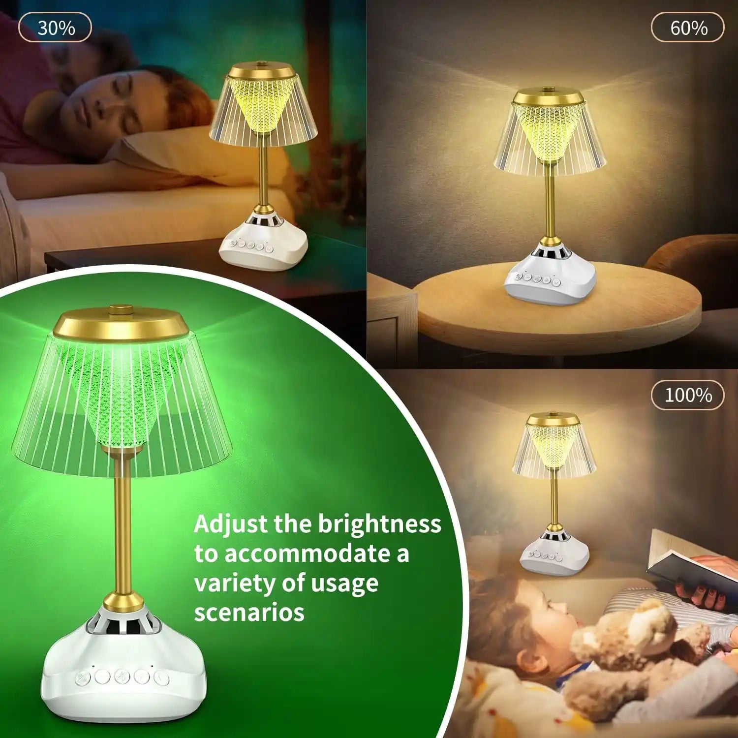ACHAS Quran Speaker Desk Lamp – 16 Color LED Touch Light with Bluetooth, Remote Control, Dimmable Modes, Islamic Recitations, Night Light Table Lamp for Bedroom, Kids, Gifts - Damoo