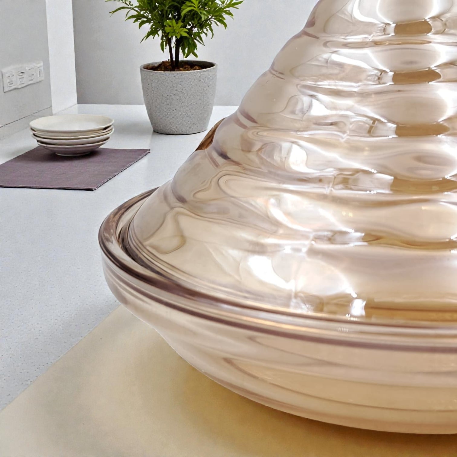 Decorative Glass Candy Jar with Dome Lid – Elegant Serving Jar for Dates, Sweets & Treats, Ideal for Ramadan & Home Décor (12H x 13L × 13W CM) - Damoo