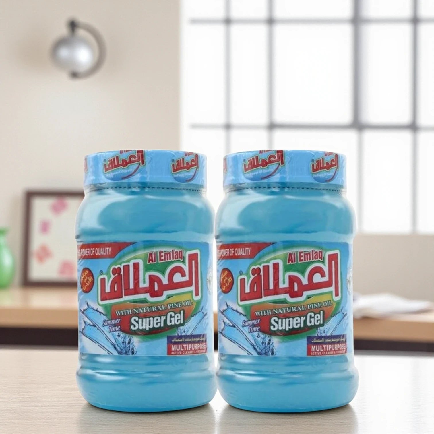 Al Emlaq Super Gel Multipurpose Cleaner with Natural Pine Oil – 1 KG Each – Summer Time Fresh Scent – Twin Pack (2 x 1 KG) for Deep Cleaning - Damoo