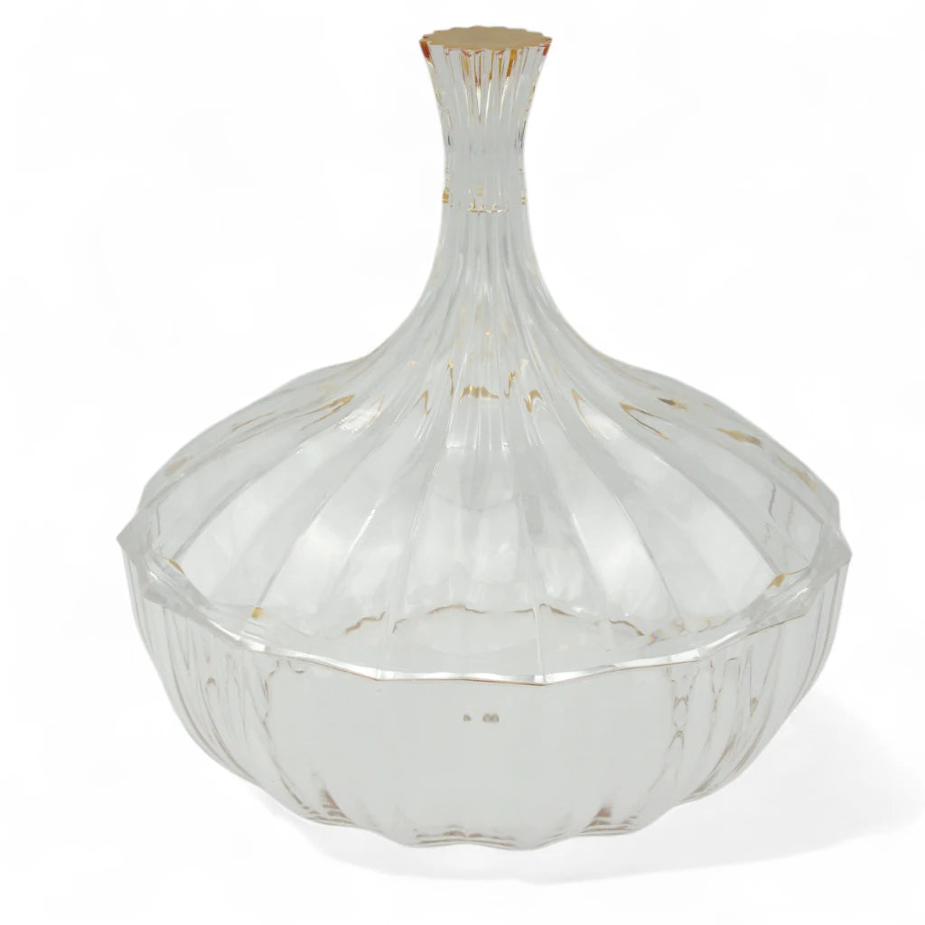AL Fursan Clear Acrylic Serving Dish with Lid – Ø 26 cm Elegant Round Shatter-Resistant Tableware for Snacks, Sweets, Dates & Dry Food | Food-Safe Decorative Bowl for Home, Parties & Gifting - Damoo