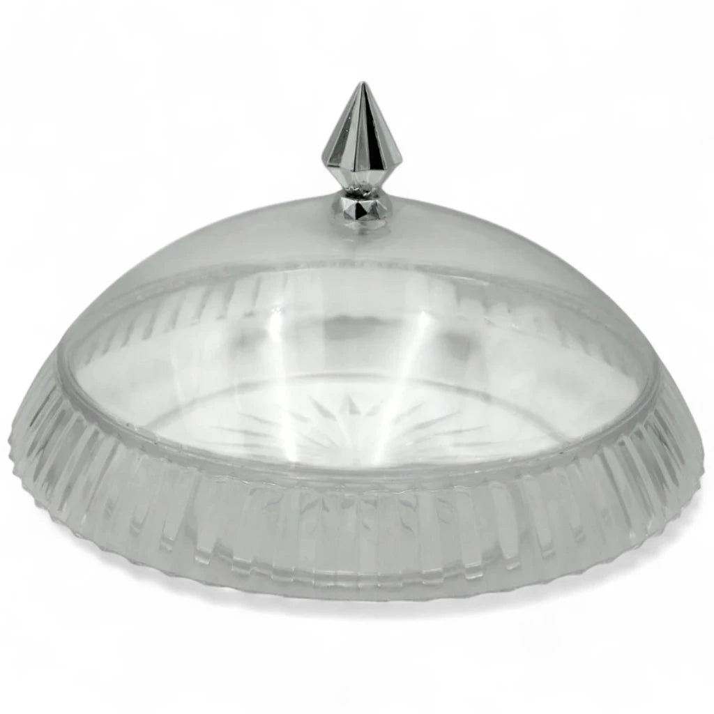 AL Fursan Elegant Acrylic Serving Dish with Lid – 34.5 cm Round Tray with Motifs | Shatter-Resistant, Food-Safe Tableware for Stylish Serving - Damoo
