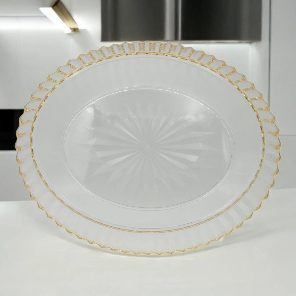 AL FURSAN Elegant Shatter-Resistant Acrylic Serving Dish with Lid – 38x31 cm | Gold Motif Decorative Tableware for Dining & Gifting - Damoo