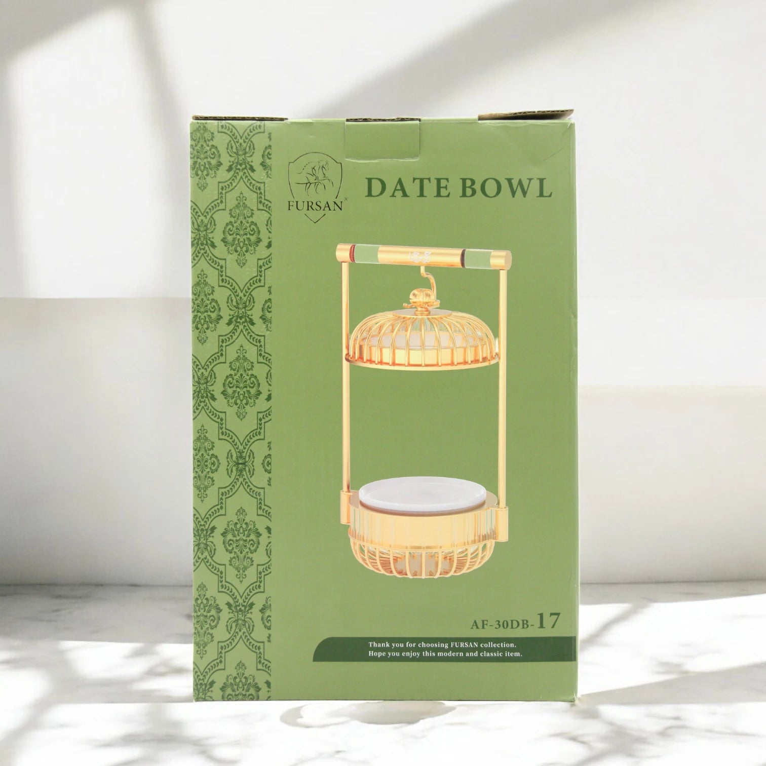 Al Fursan Silver Date Bowl with Arabic Calligraphy Handle – Unique Iron Bowl from the Modern Line Collection for Serving Dates, Nuts, or Sweets | Elegant Middle Eastern Decor & Gift Piece - Damoo