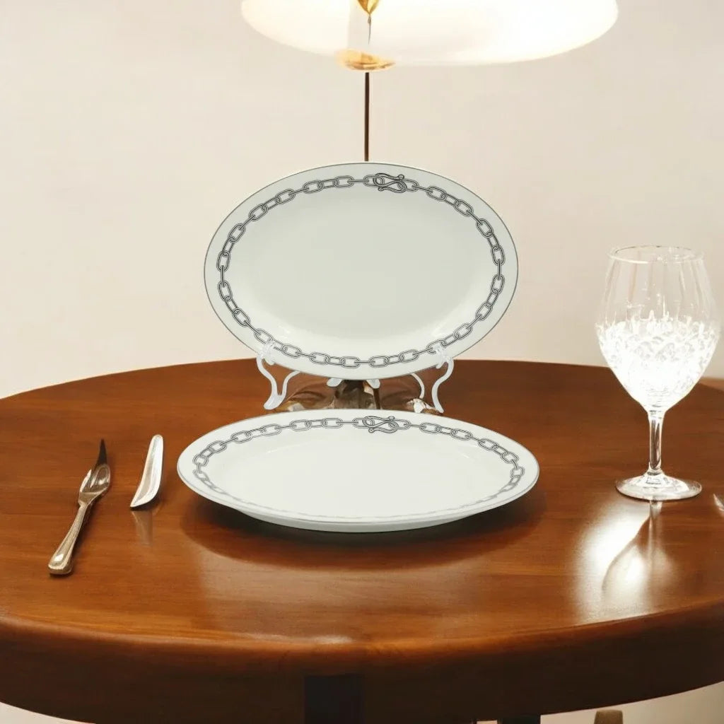 Al habbai 28-Piece Dinner Set – Microwave & Dishwasher Safe | Scratch-Resistant | Includes 7.5" & 10.5" Plates, 8" Soup Plates, 5.5" Bowls, 12" Plates, 9" Bowls – Elegant White Tableware for All Occasions - Damoo