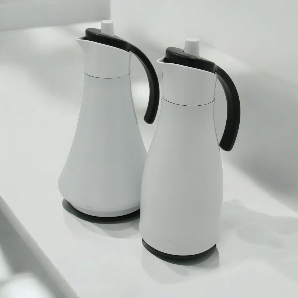 Al Maha Vacuum Flask 2-Piece Double-Wall Stainless Steel Set (1L & 0.7L) – Elegant Thermal Bottles with Stylish Handle for Hot & Cold Beverages - Refal Collection - Damoo