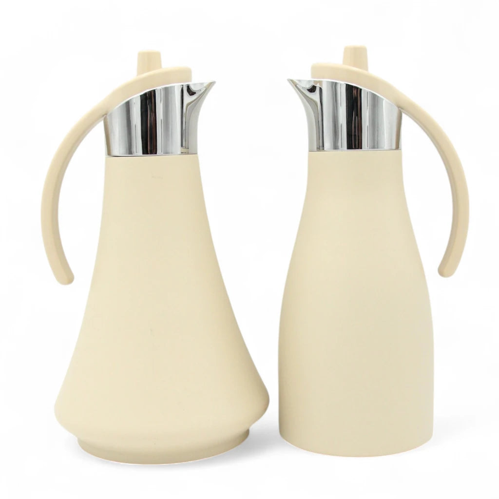 Al Maha Vacuum Flask 2-Piece Double-Wall Stainless Steel Set (1L & 0.7L) – Elegant Thermal Bottles with Stylish Handle for Hot & Cold Beverages - Refal Collection - Damoo