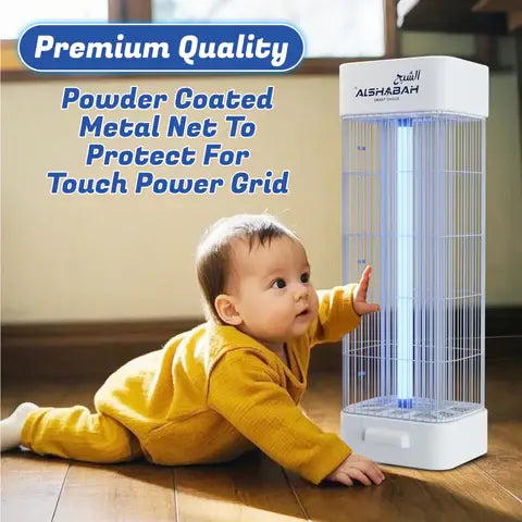 ALSHABAH Original Insect Killer – 15W UV Lamp, 3600V Electric Trap, 25m² Coverage, White Bug Zapper with 3-Year Warranty – Made in Jordan - Damoo
