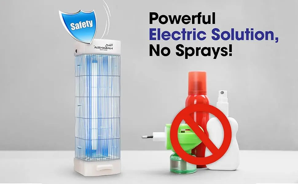 ALSHABAH Original Insect Killer – 15W UV Lamp, 3600V Electric Trap, 25m² Coverage, White Bug Zapper with 3-Year Warranty – Made in Jordan - Damoo