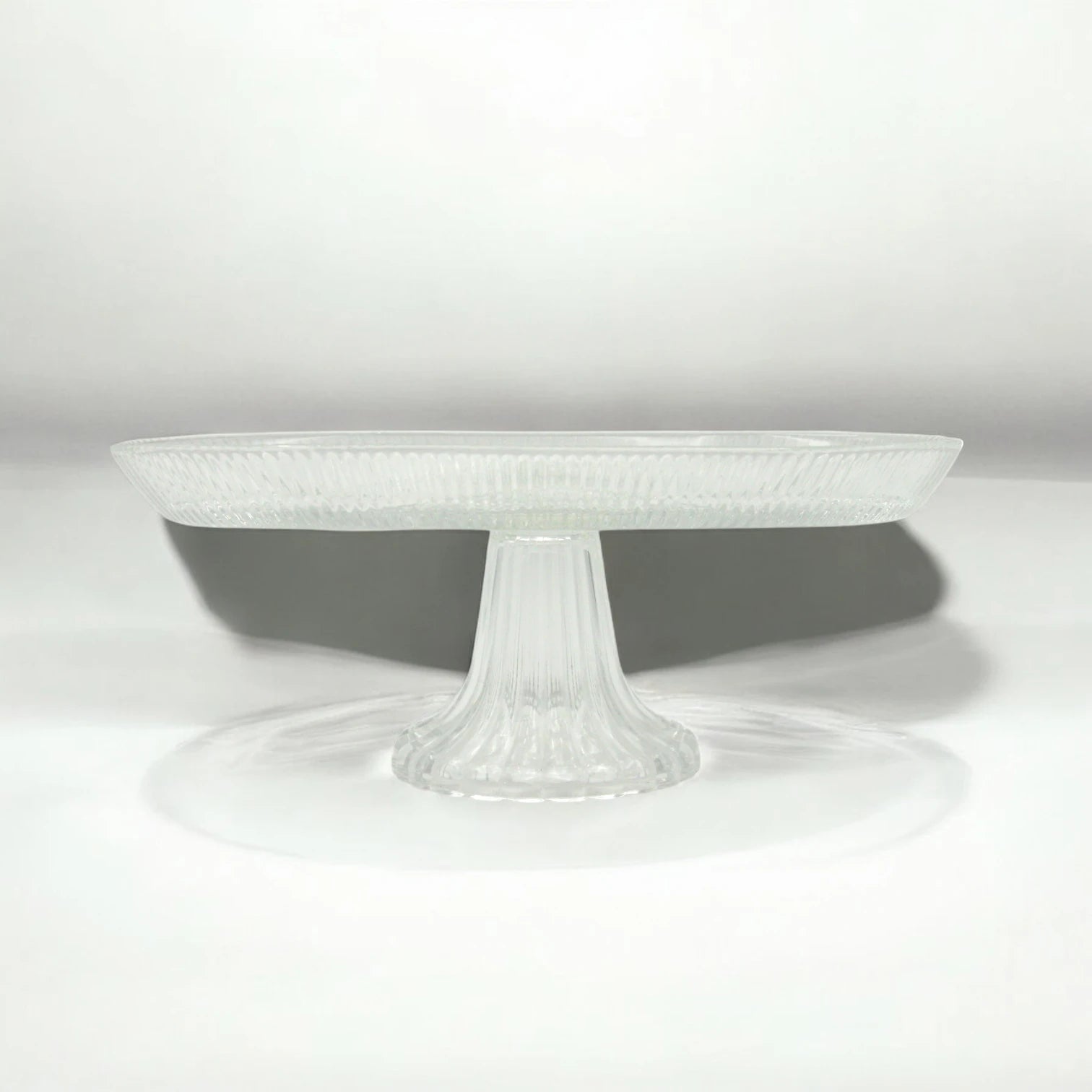AML Glass Pedestal Cake Stand β Elegant Rectangular Dessert Plate for Fruits, Pastries & Display | Home Collection - P155911B - Damoo