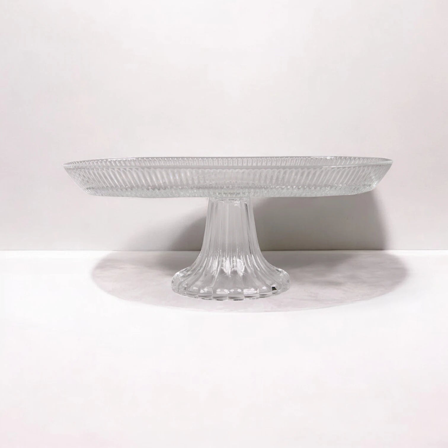 AML Glass Pedestal Cake Stand β Elegant Rectangular Dessert Plate for Fruits, Pastries & Display | Home Collection - P155911B - Damoo