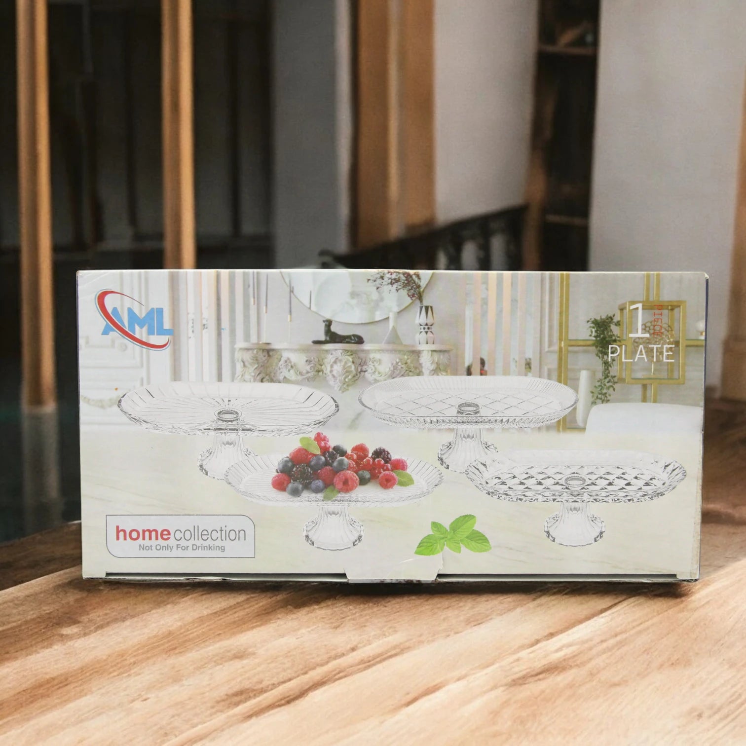 AML Glass Pedestal Cake Stand β Elegant Rectangular Dessert Plate for Fruits, Pastries & Display | Home Collection - P155911B - Damoo