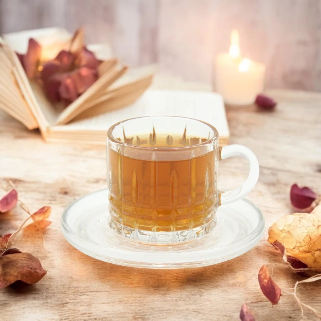 AML Home Collection 12-Piece Tea&Coffee Glass Cup and Saucer Set – Elegant Design for Tea, Espresso, and Everyday Sophistication - Damoo