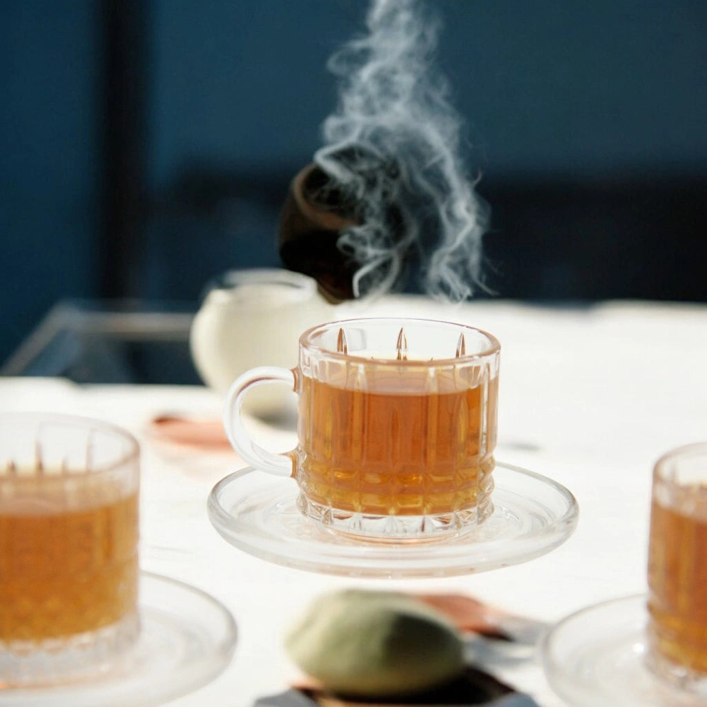 AML Home Collection 12-Piece Tea&Coffee Glass Cup and Saucer Set – Elegant Design for Tea, Espresso, and Everyday Sophistication - Damoo