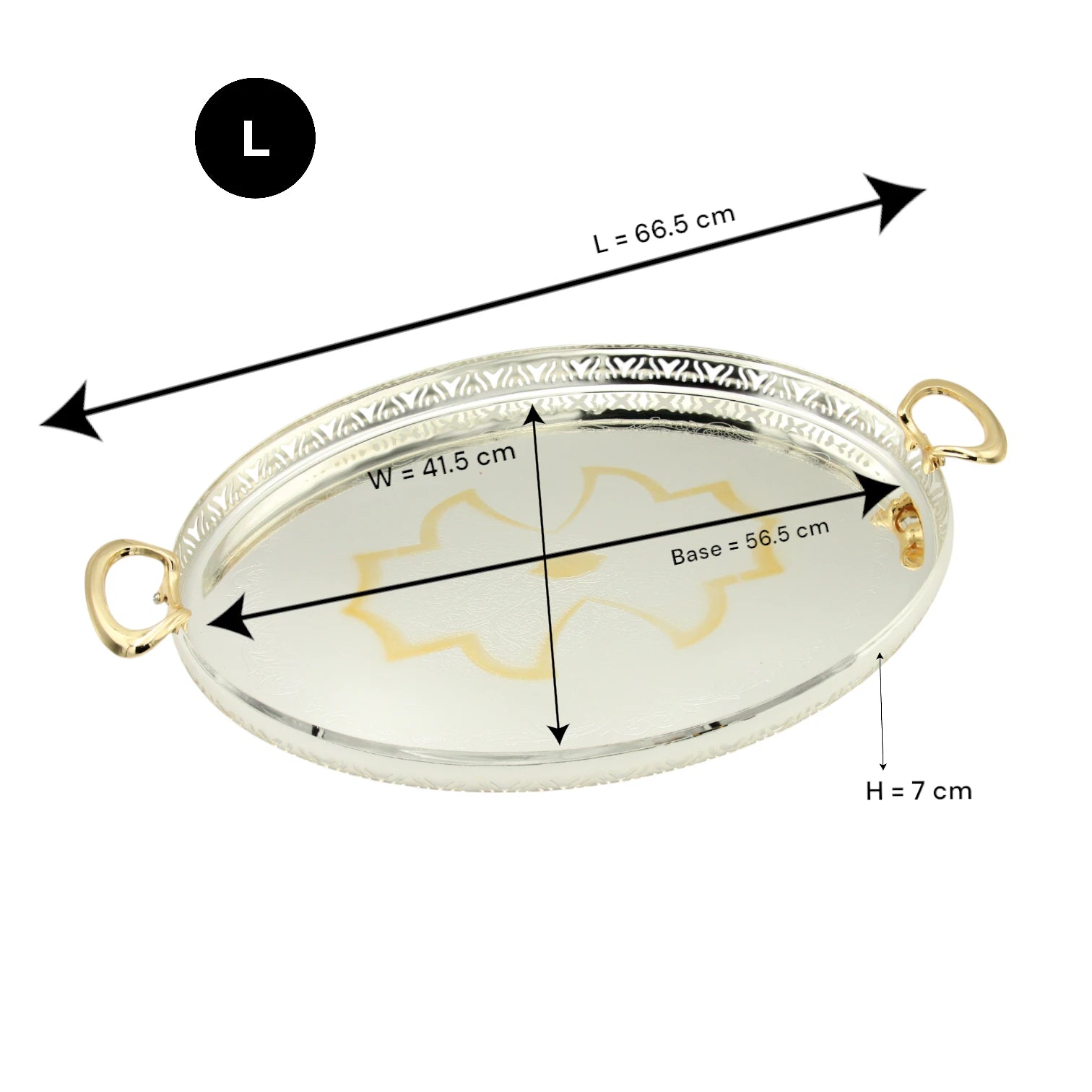 Ansa Elegant 3-Piece Silver & Gold Serving Tray Set – Premium Metal Trays for Coffee, Dates, Sweets & Home Décor - Damoo