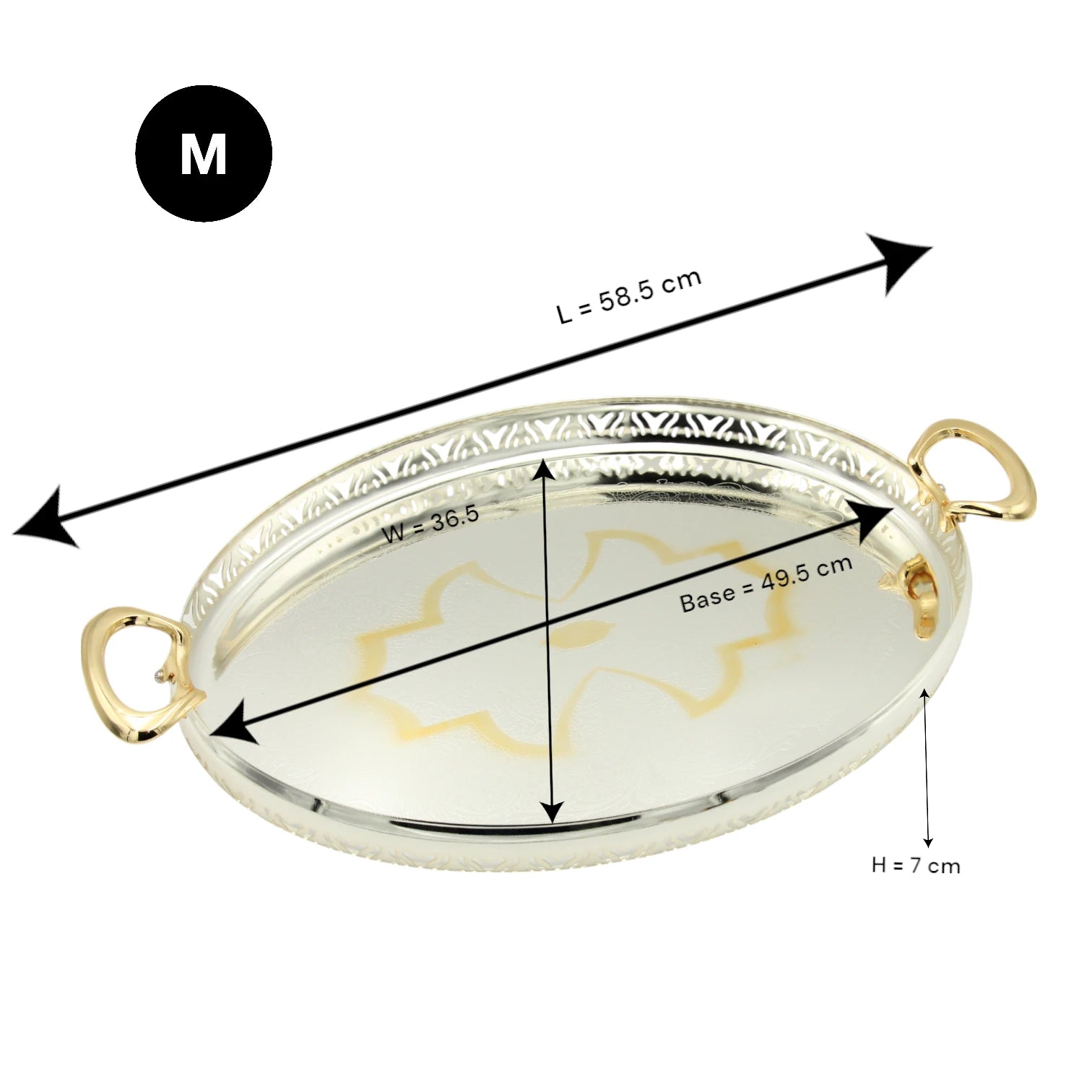Ansa Elegant 3-Piece Silver & Gold Serving Tray Set – Premium Metal Trays for Coffee, Dates, Sweets & Home Décor - Damoo