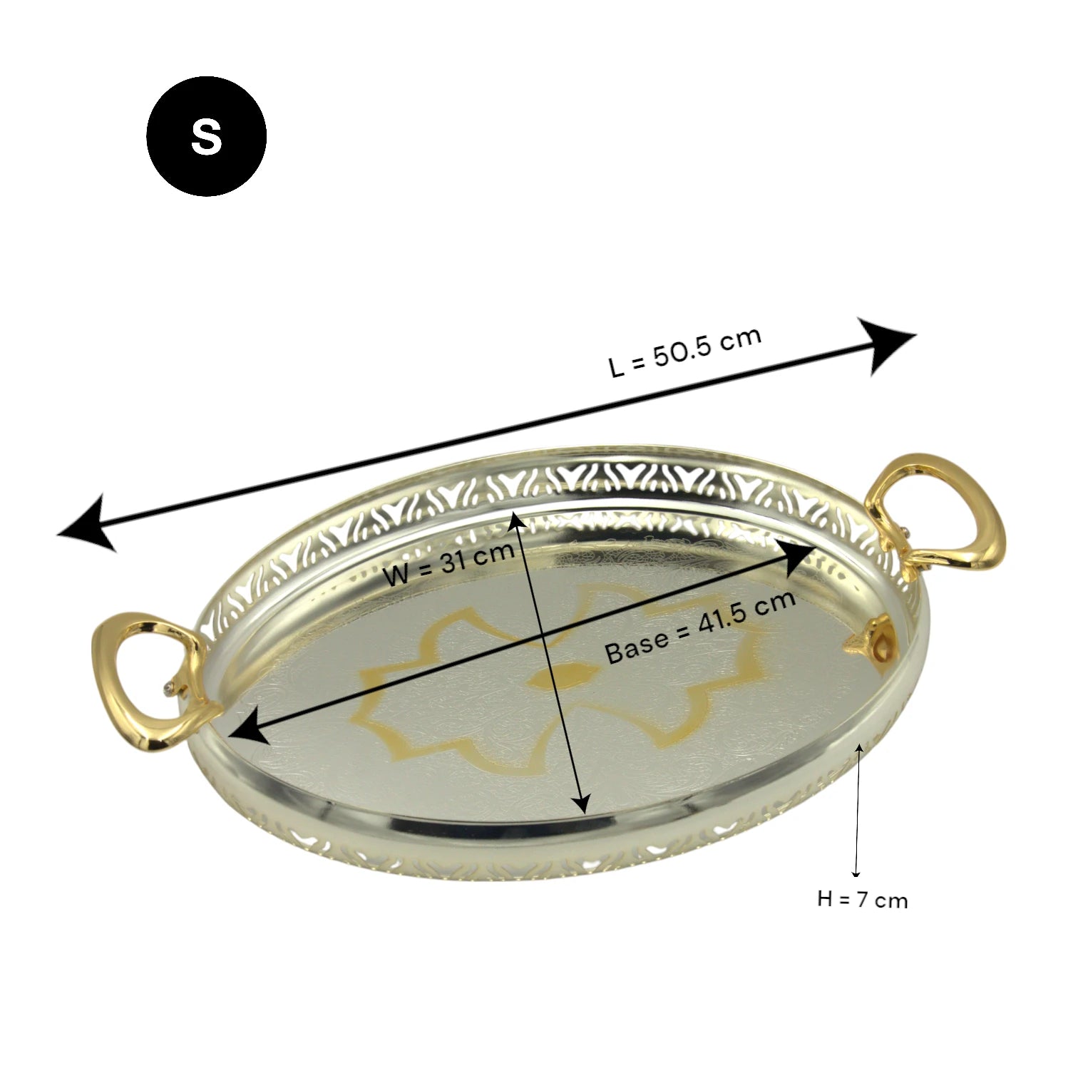 Ansa Elegant 3-Piece Silver & Gold Serving Tray Set – Premium Metal Trays for Coffee, Dates, Sweets & Home Décor - Damoo