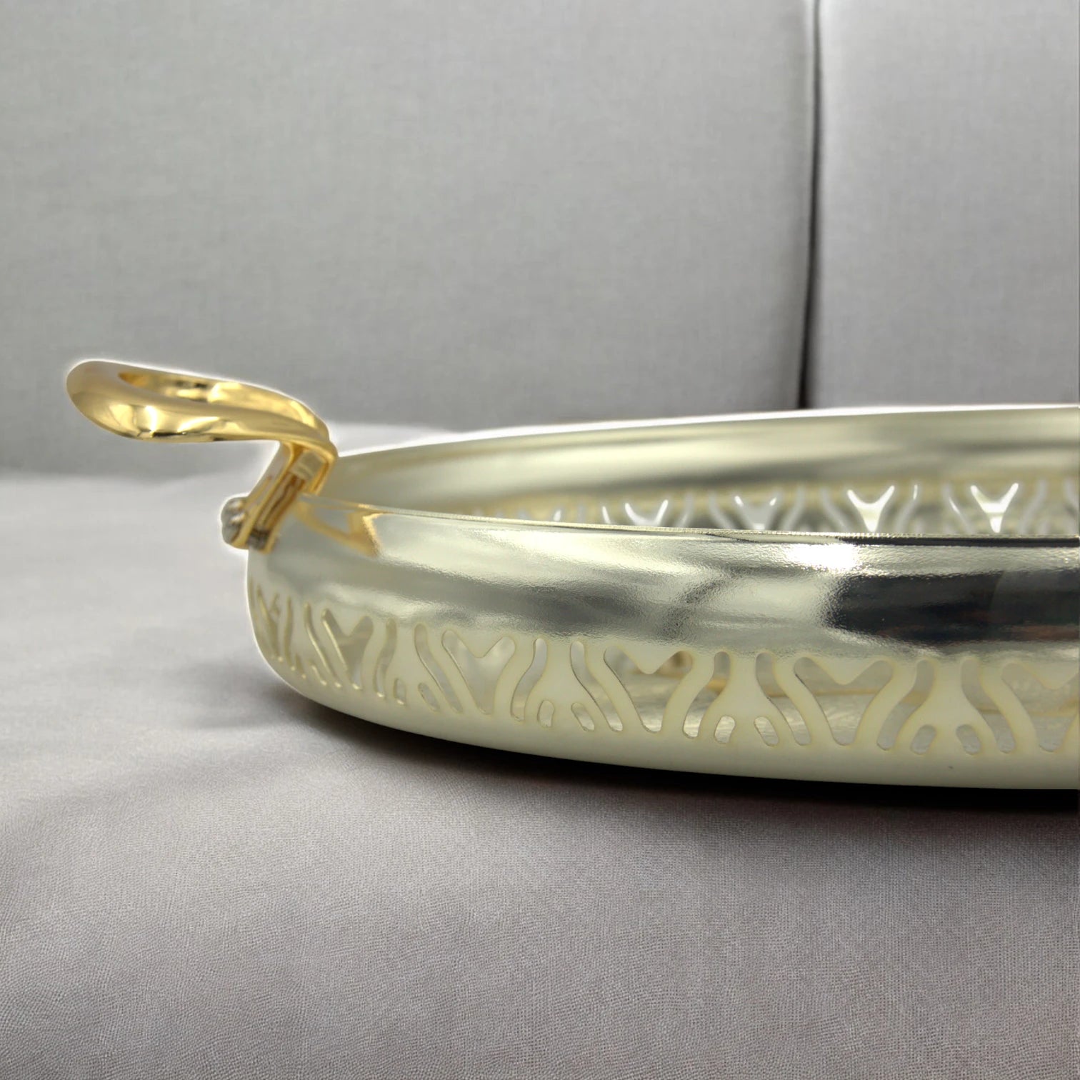 Ansa Elegant 3-Piece Silver & Gold Serving Tray Set – Premium Metal Trays for Coffee, Dates, Sweets & Home Décor - Damoo