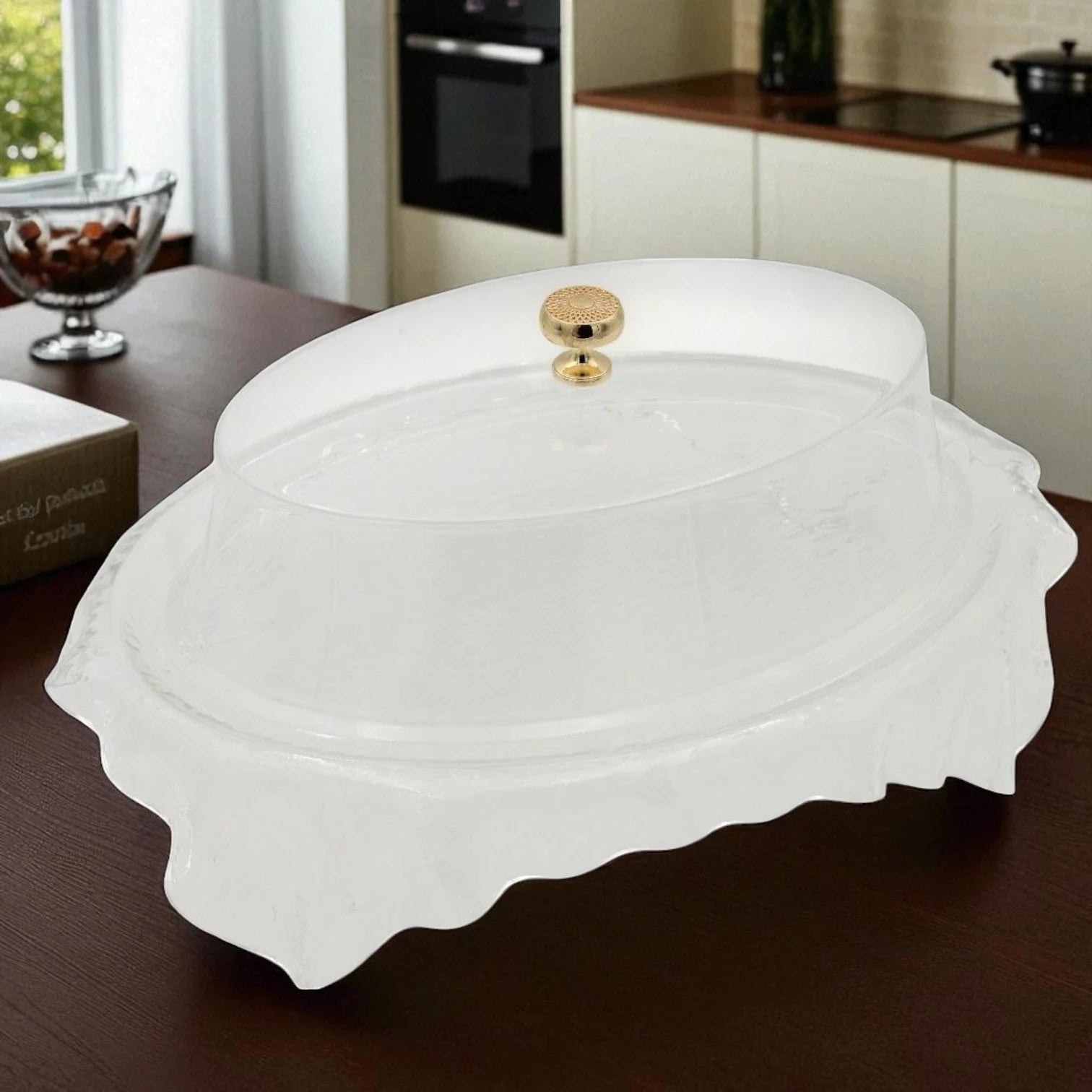 Ansa Luxury Acrylic Serving Tray – Clear Decorative Tray with Handles for Coffee Table, Vanity & Home Décor - Damoo