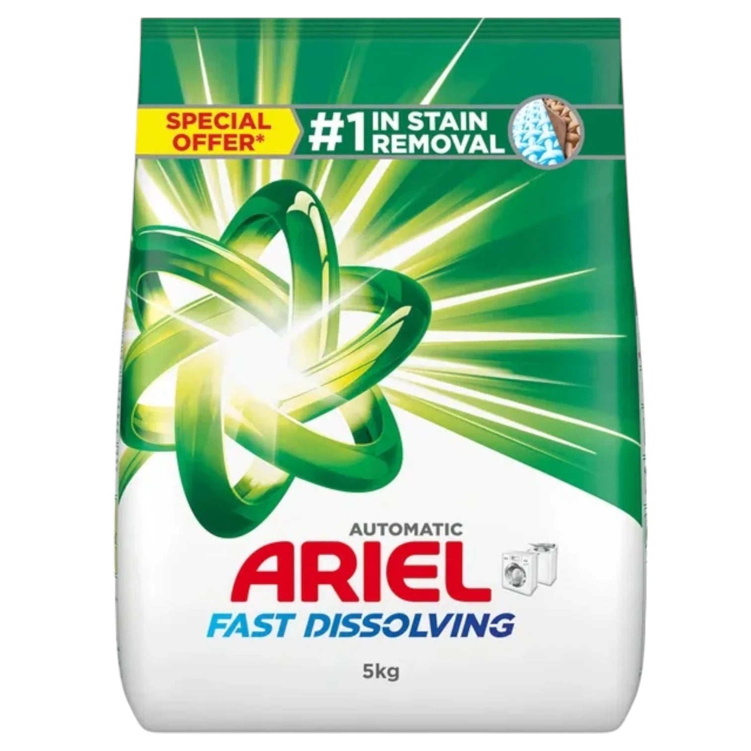 Ariel Automatic Laundry Powder Detergent 5Kg – Powerful Stain Removal, Original Fresh Scent, Effective Cleaning at 30°C for Whites & Colors - Damoo