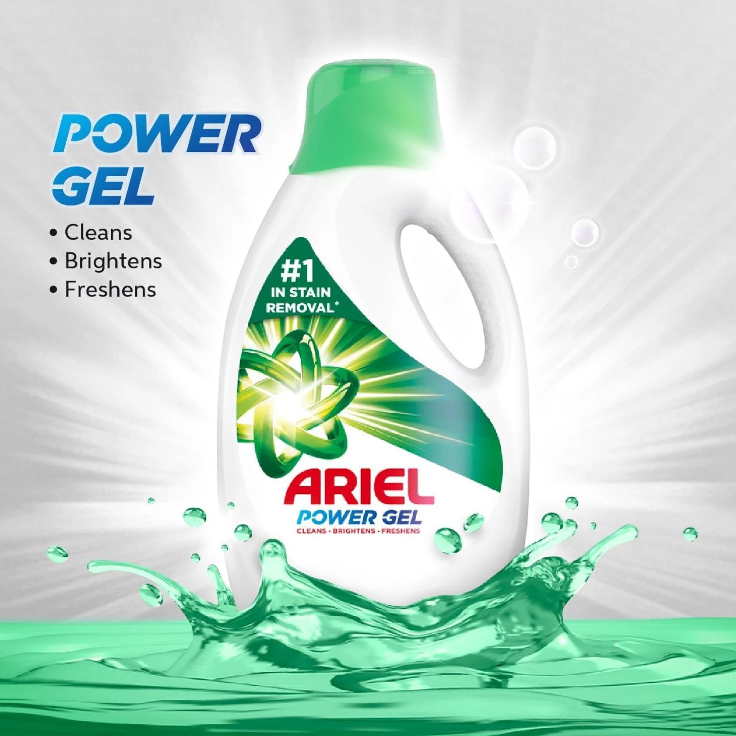 Ariel Power Gel Liquid Detergent – Original Scent, 1.8L | Tough Stain Removal & Bright Colors | For Front & Top Load Machines - Damoo