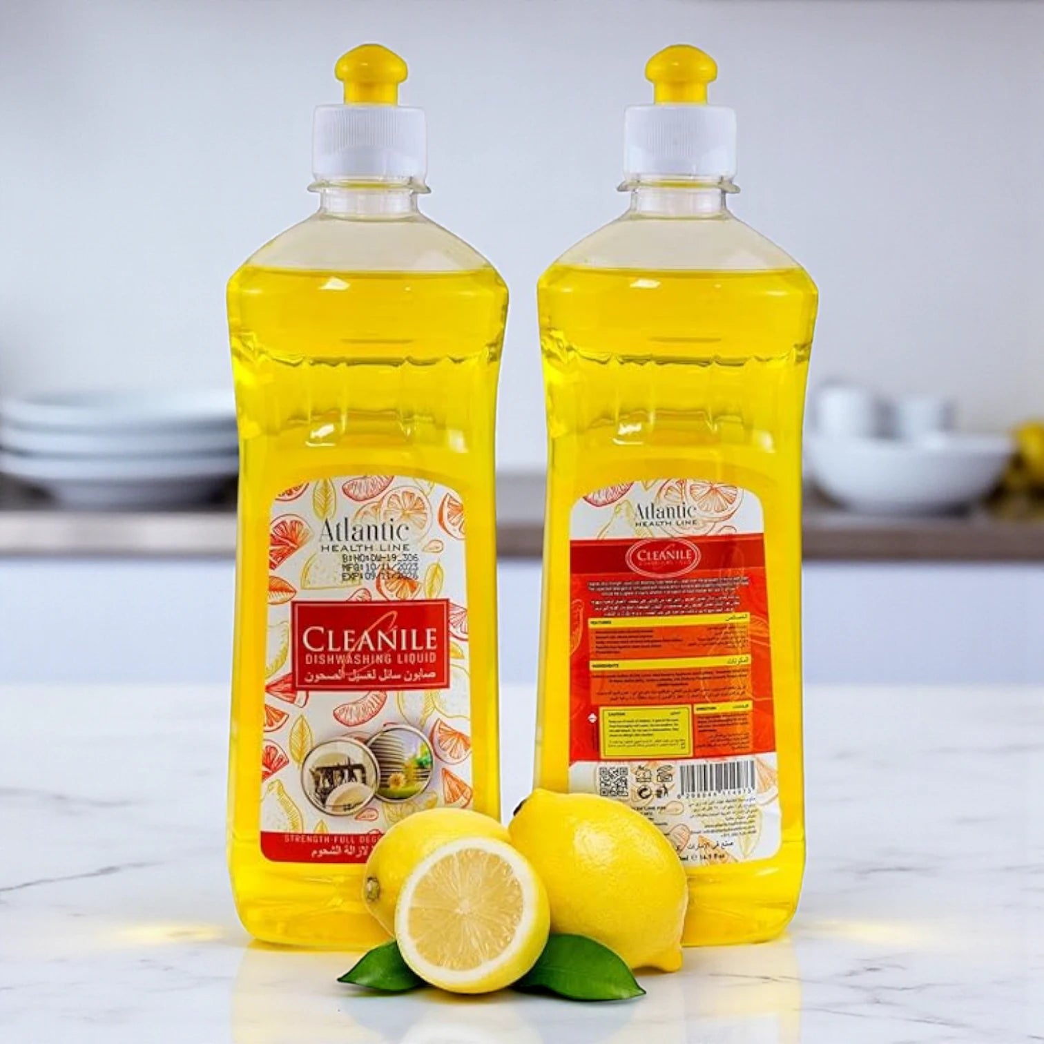 Atlantic Lemon Dishwashing Liquid – 1L Super Formula with Natural Lemon Extracts | Phosphate-Free, Powerful on Grease, Gentle on Hands - Damoo