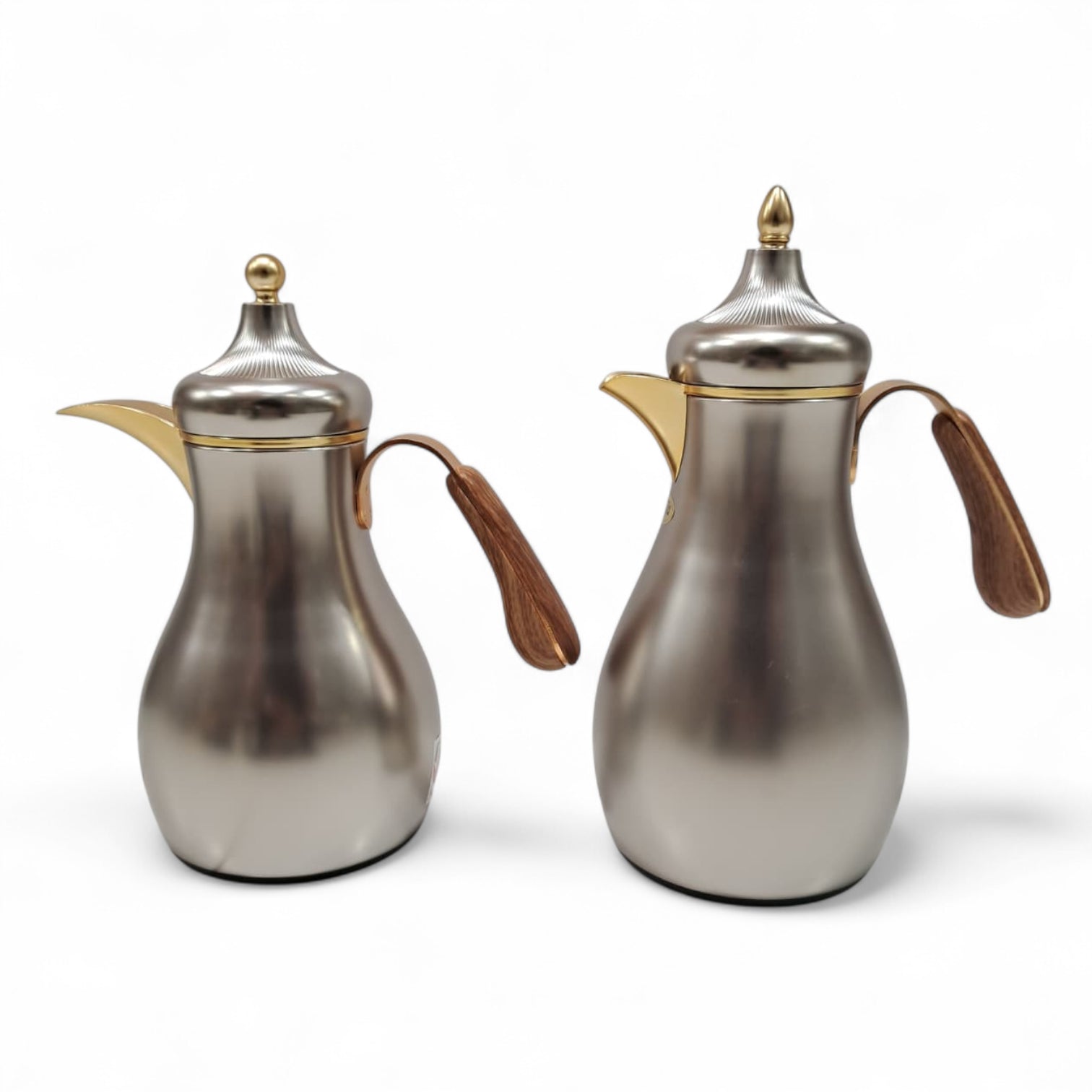 Najib Vacuum Flask Set (1L + 0.7L) Premium Insulated Thermos with Wood-Style Handle | Double Wall Flask for Hot & Cold Beverages | Modern Design for Home, Office & Travel - Damoo