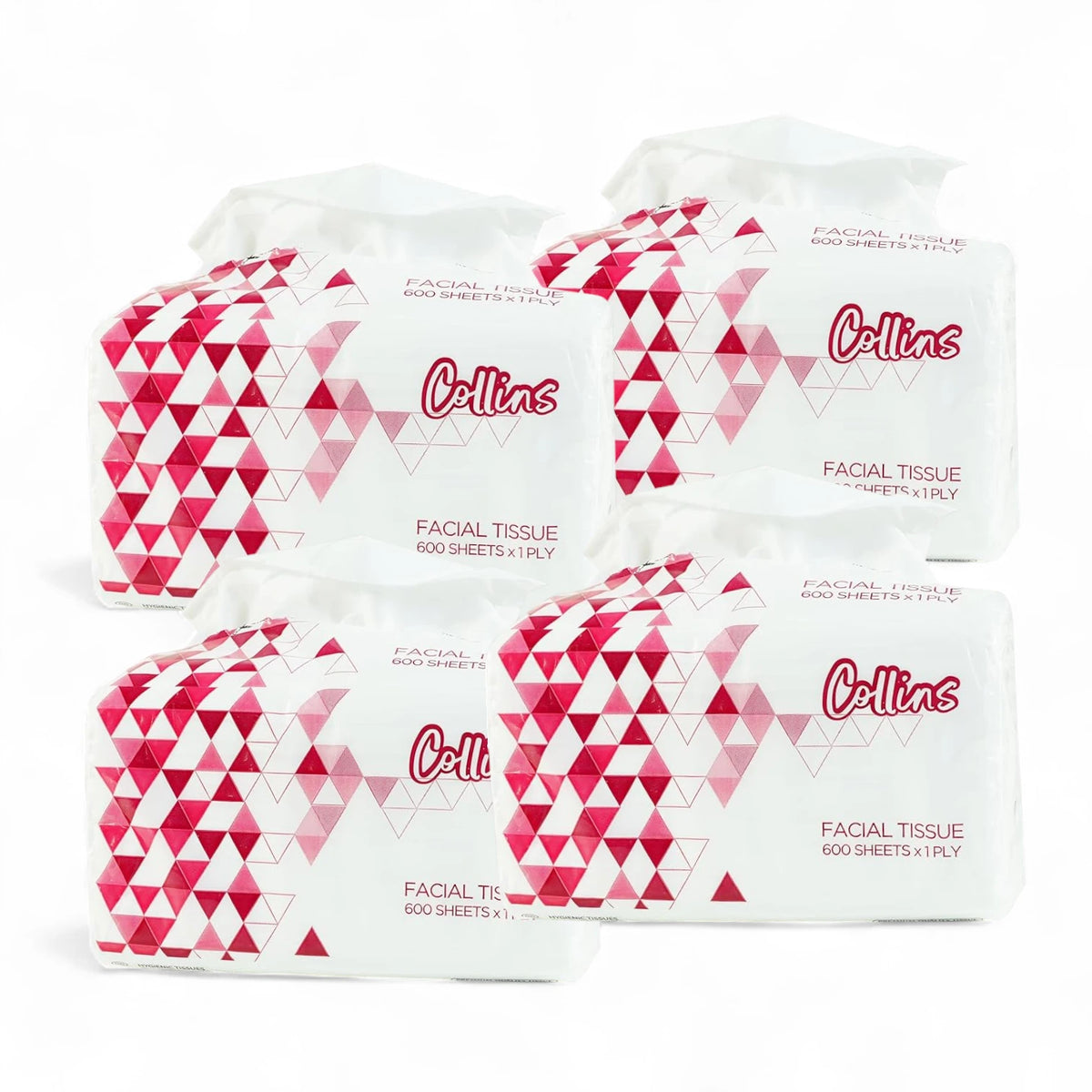 Collins Facial Tissue – 600 Sheets (Pack of 4 Boxes) | Soft & Gentle 1-Ply Tissues for Daily Use | Skin-Friendly, Strong & Affordable for Home or Office - Damoo